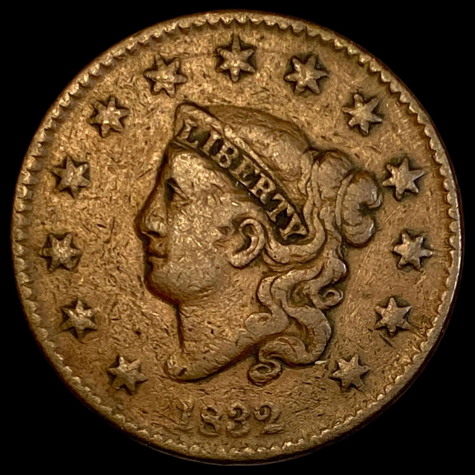 1832 Coronet Head Large Cent LIGHTLY CIRCULATED: 1832 Coronet Head Large Cent LIGHTLY CIRCULATED