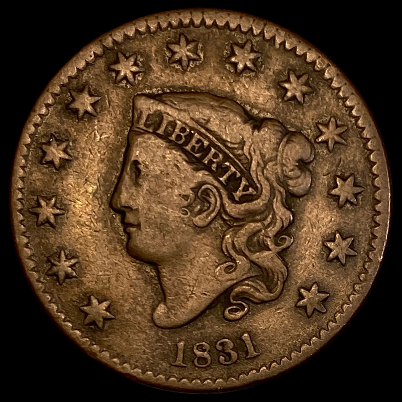 1831 Coronet Head Large Cent LIGHTLY CIRCULATED: 1831 Coronet Head Large Cent LIGHTLY CIRCULATED