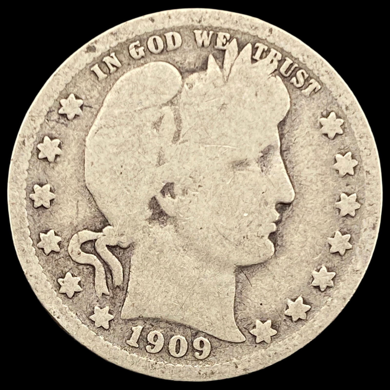 1909-O Silver Barber Quarter LIGHTLY CIRCULATED (1 of 2)