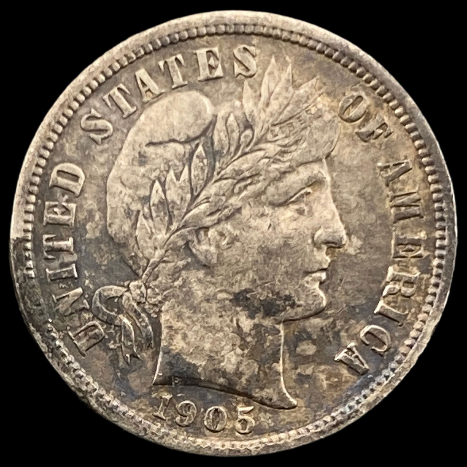 1905-S Silver Barber Dime NEARLY UNCIRCULATED (1 of 2)