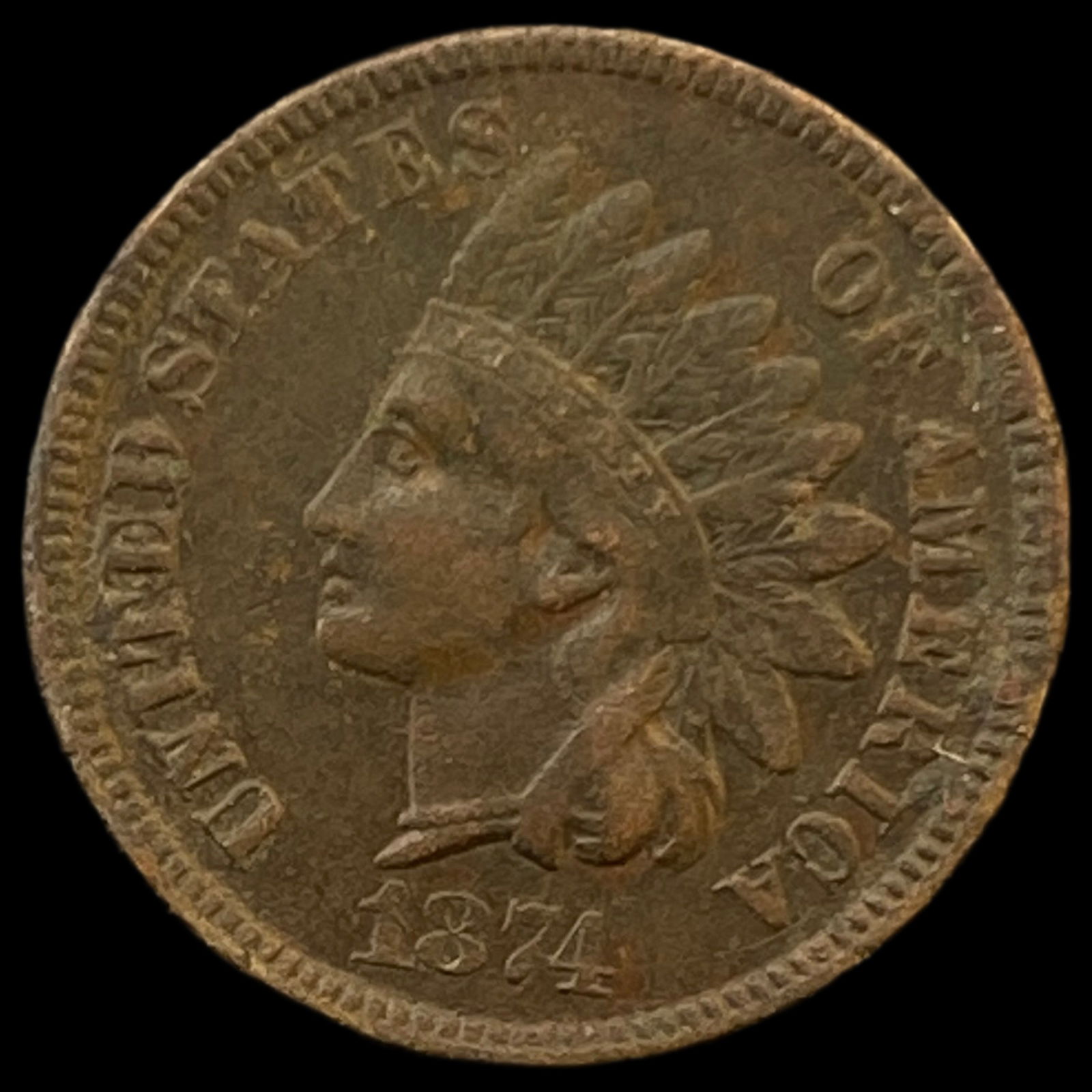 1874 Indian Head Cent NEARLY UNCIRCULATED (1 of 2)