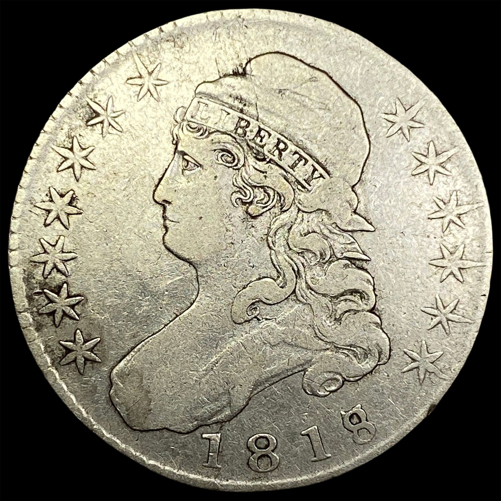 1818/7 Capped Bust Half Dollar LIGHTLY CIRCULATED (1 of 2)