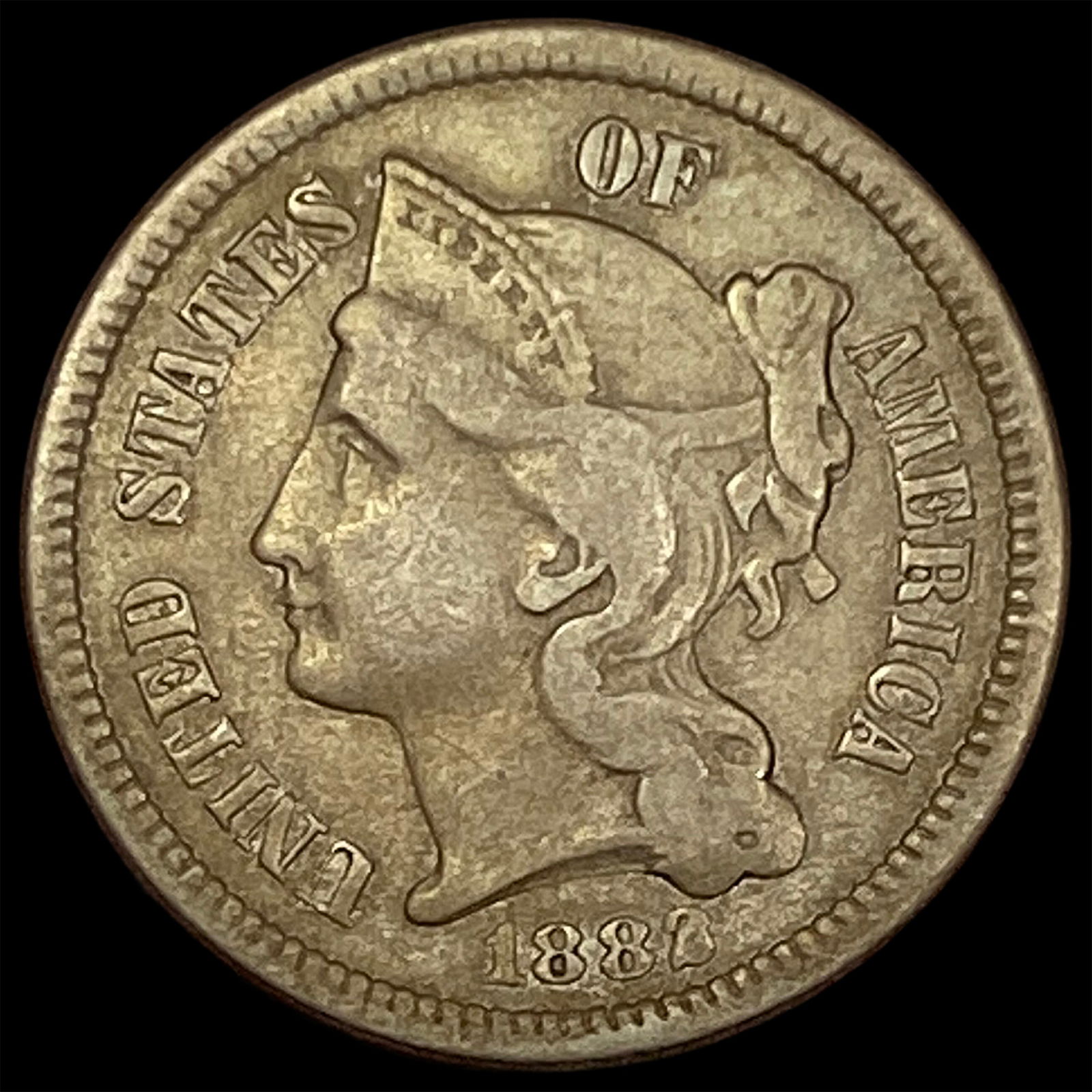 1882 Nickel Three-Cent Piece NEARLY UNCIRCULATED (1 of 2)