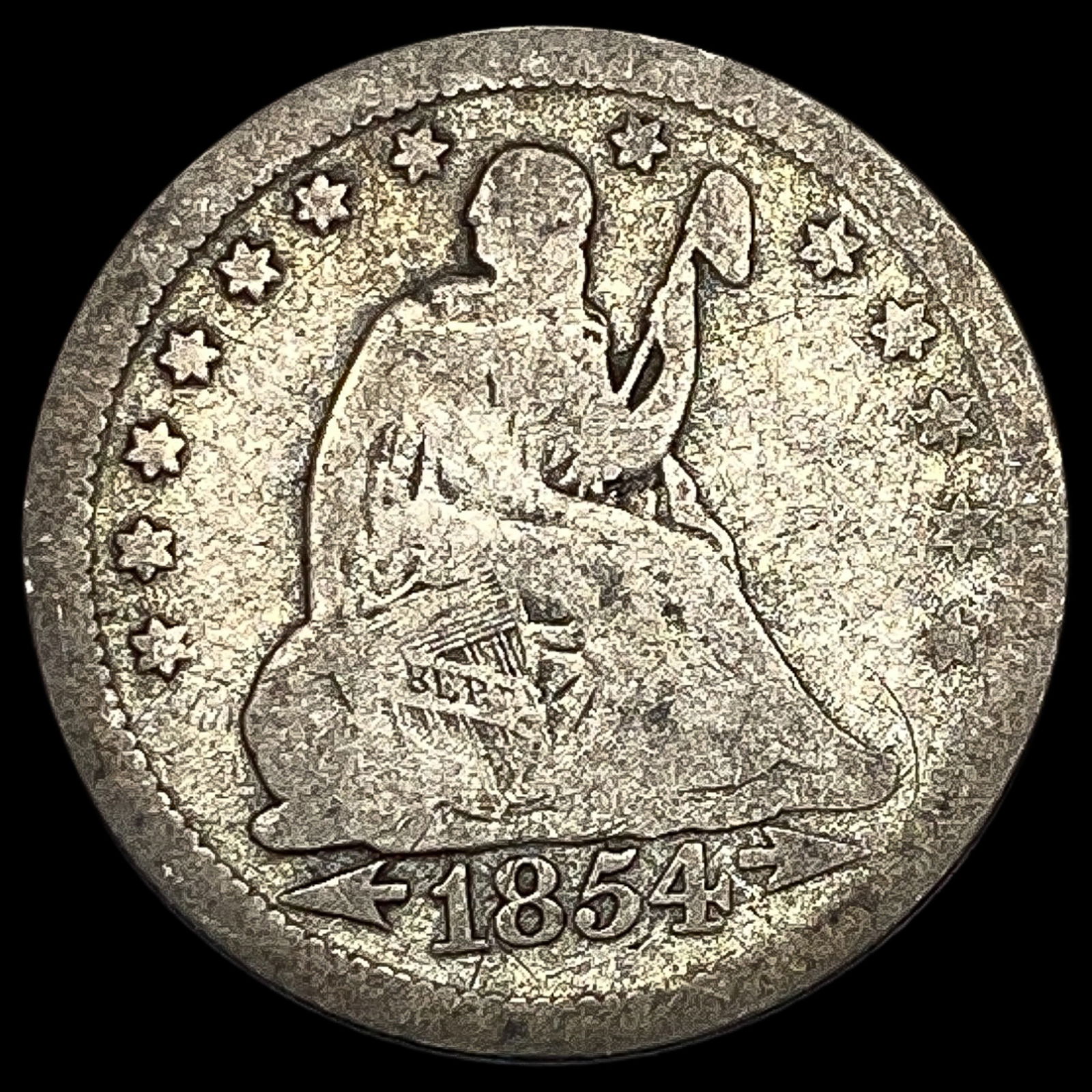 1854 Arrows Seated Liberty Quarter NICELY CIRCULATED (1 of 2)