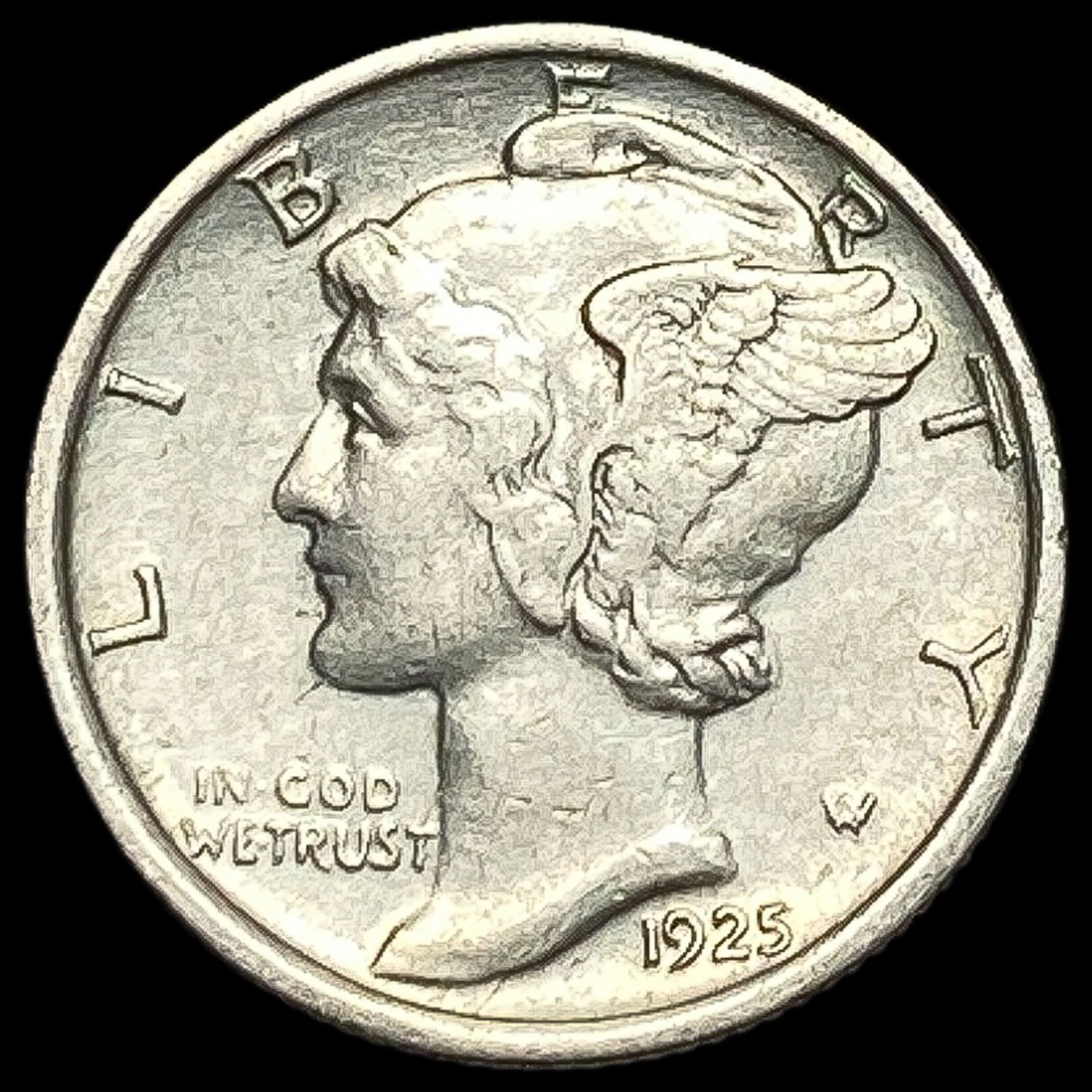 1925-D Mercury Dime ABOUT UNCIRCULATED (1 of 2)