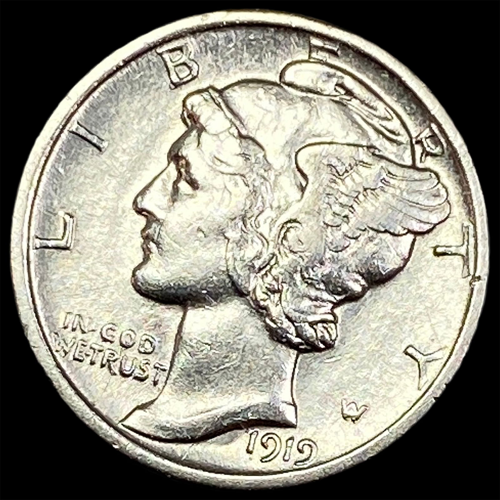 1919-D Silver Mercury Dime NEARLY UNCIRCULATED (1 of 2)