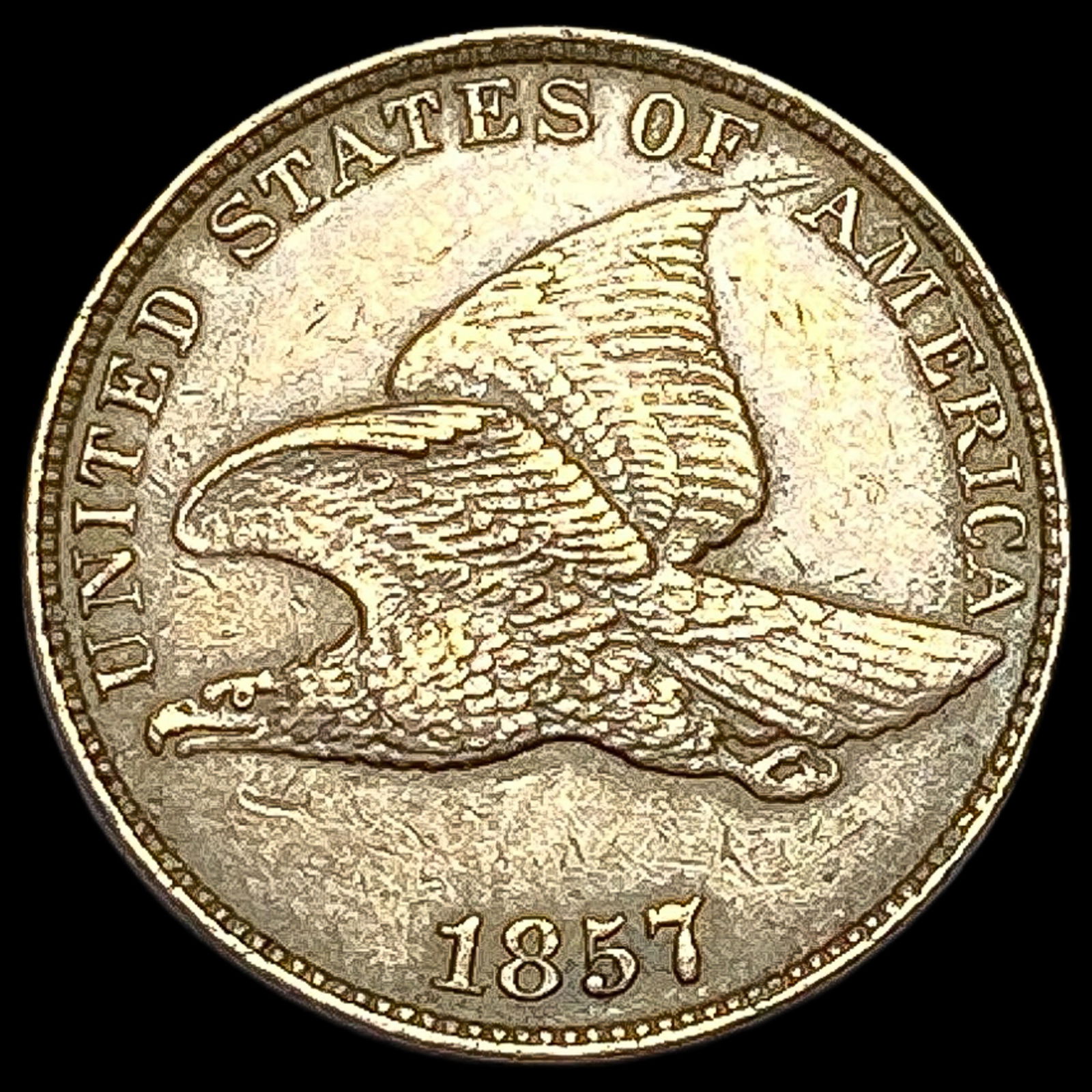 1857 Copper-Nickel Flying Eagle Cent NEARLY UNCIRCULATED (1 of 2)