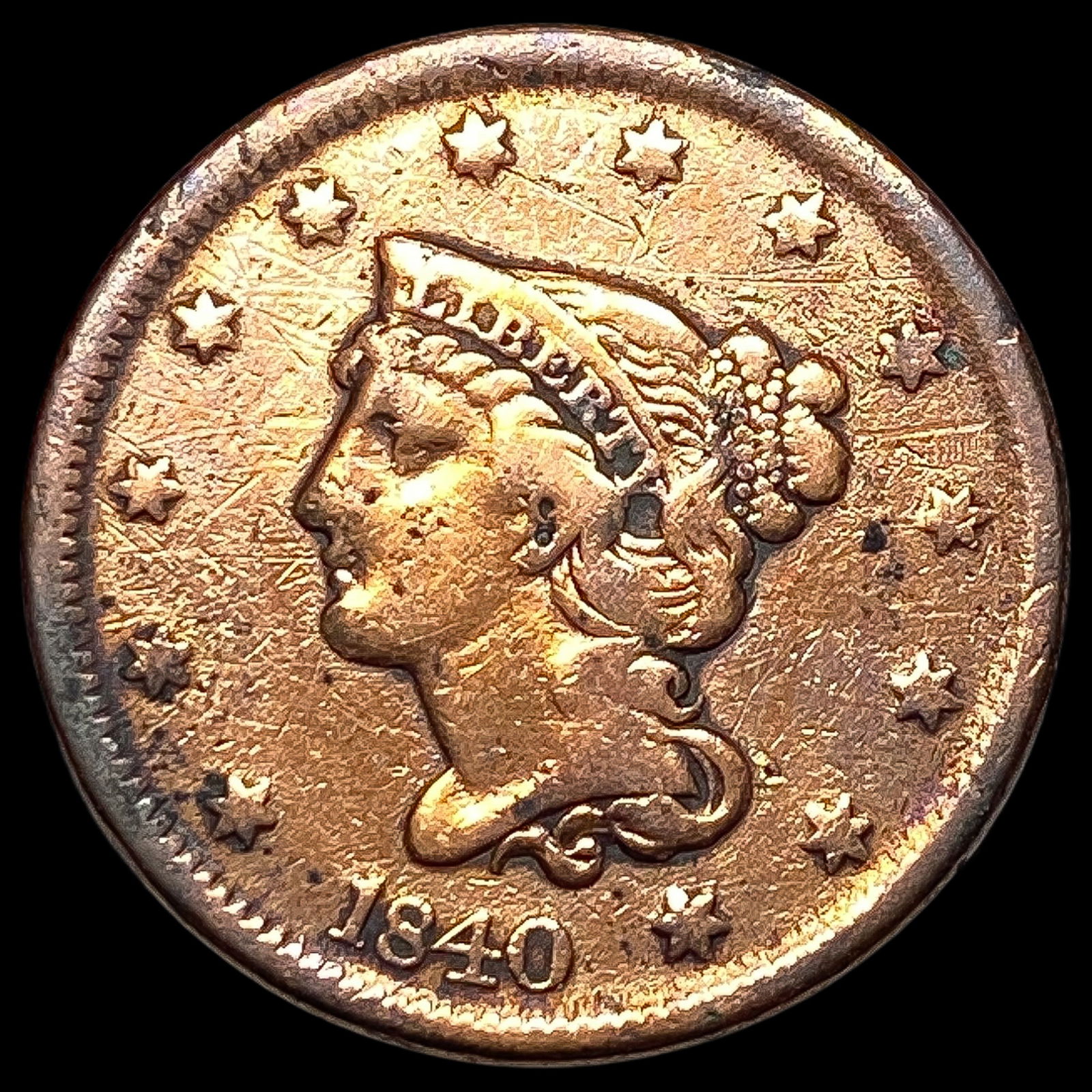 1840 Braided Hair Large Cent HIGH GRADE (1 of 2)