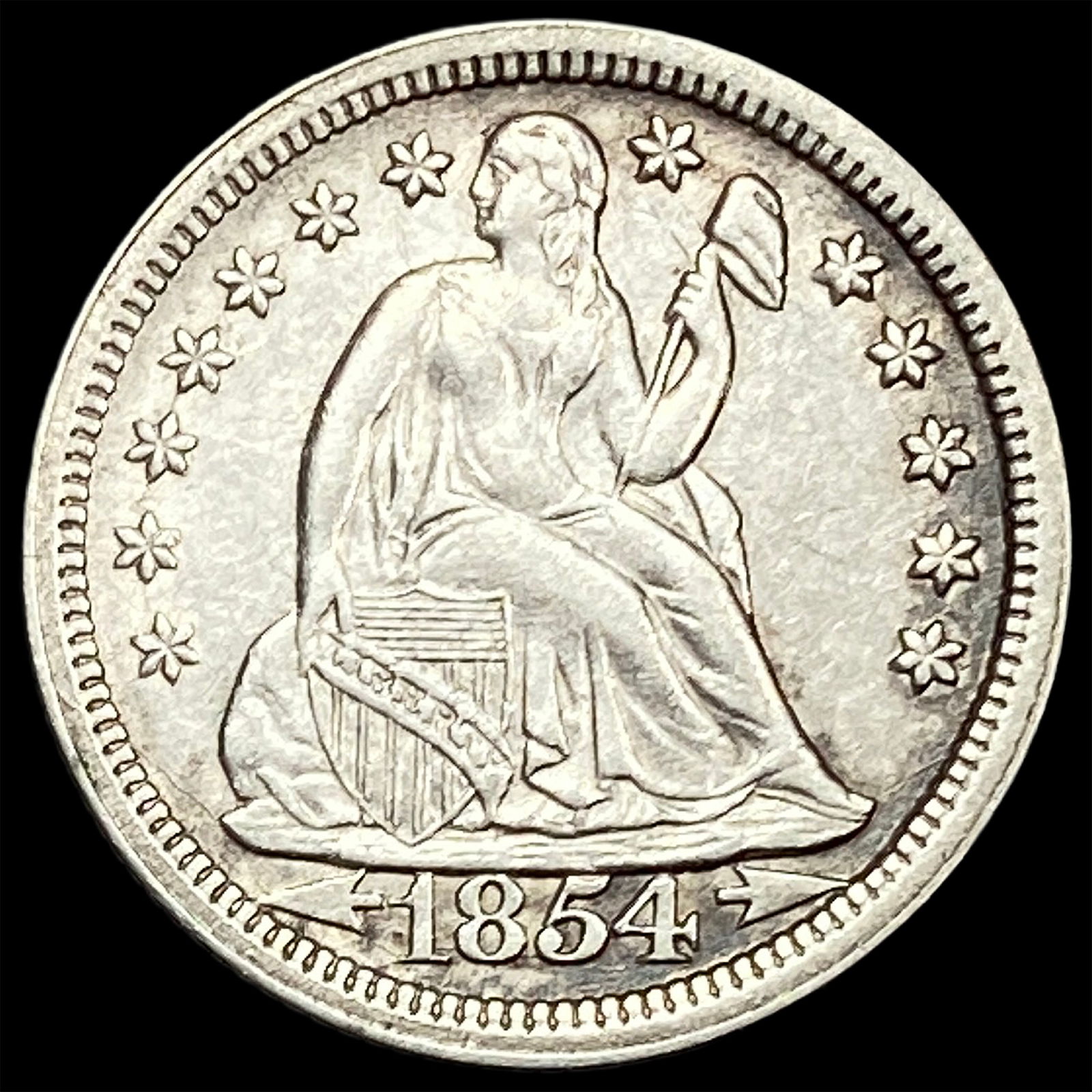 1854 Arrows Seated Liberty Dime CLOSELY UNCIRCULATED (1 of 2)