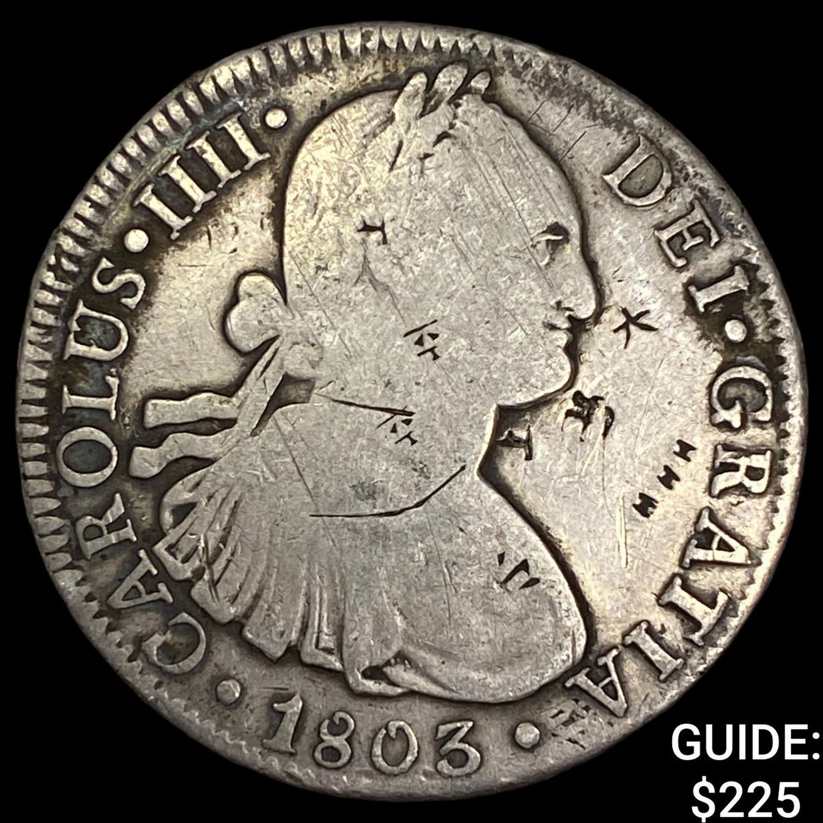 1803 Spain Silver 8 Reales Chopmarks NEARLY UNCIRCULATED (1 of 2)