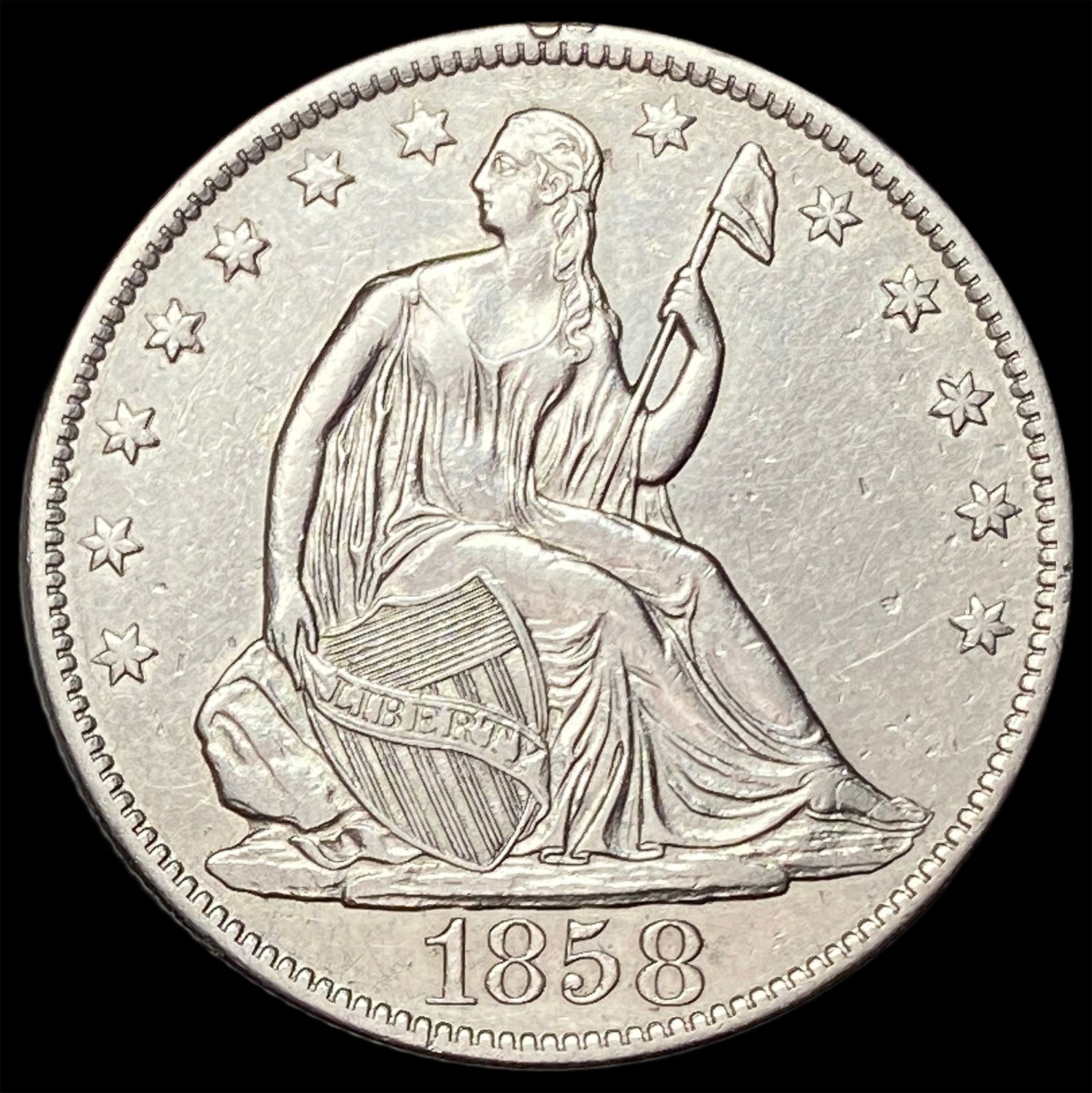1858-O Silver Half Dollar CLOSELY UNCIRCULATED (1 of 2)