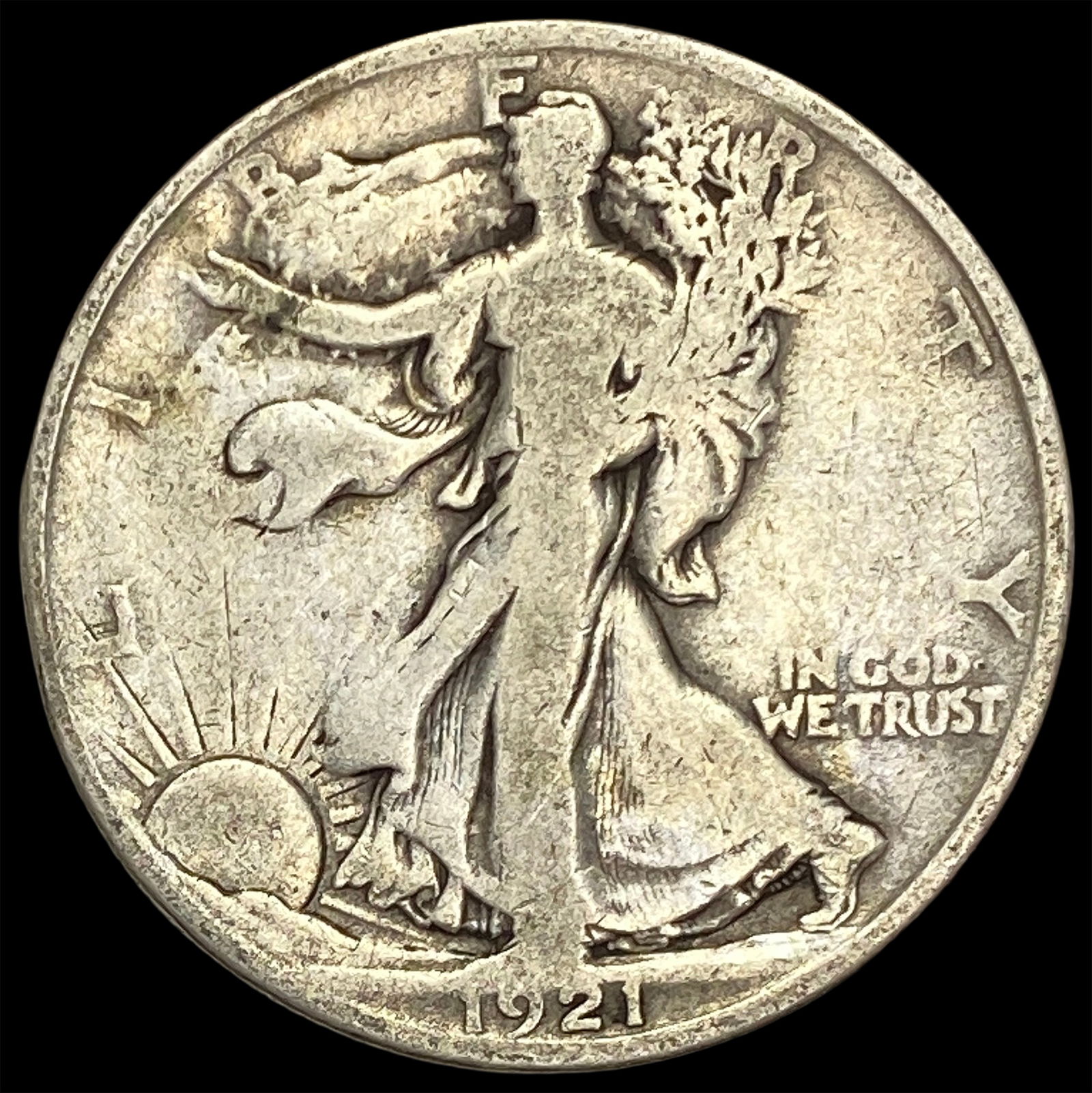 1921-S Silver Half Dollar Walking Liberty NICELY CIRCULATED (1 of 2)