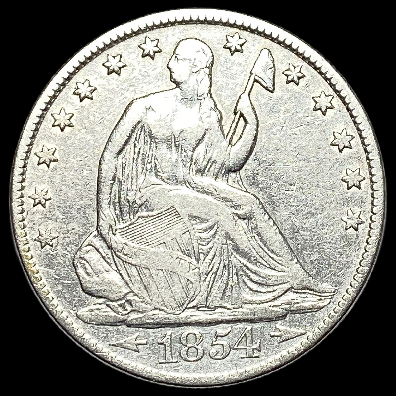 1854-O Silver Seated Liberty Half Dollar ABOUT UNCIRCULATED (1 of 2)
