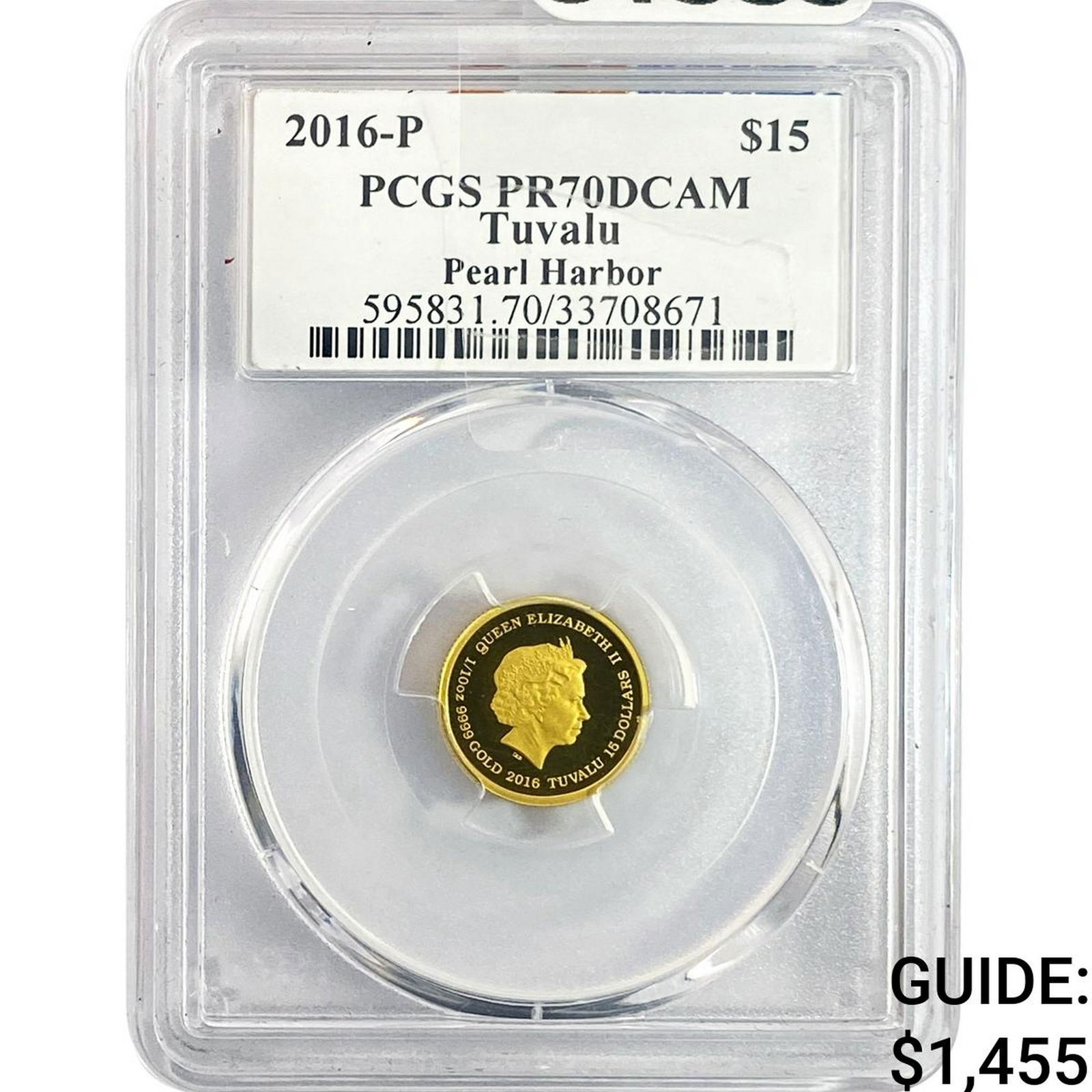 2016 $15 Tuvalu Pearl Harbor 1/10oz PCGS PR70 DCAM (1 of 2)