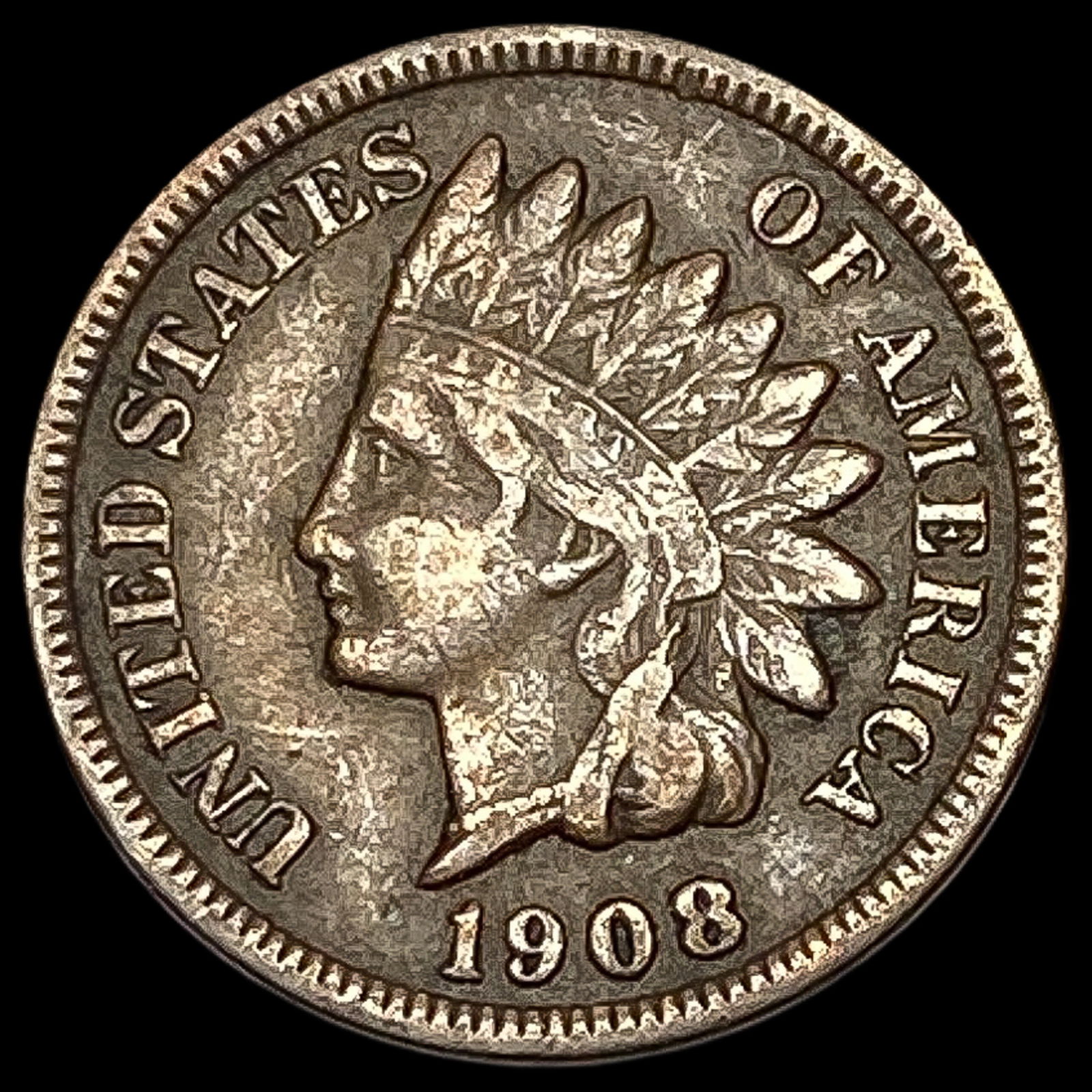 1908-S Indian Head Cent ABOUT UNCIRCULATED (1 of 2)