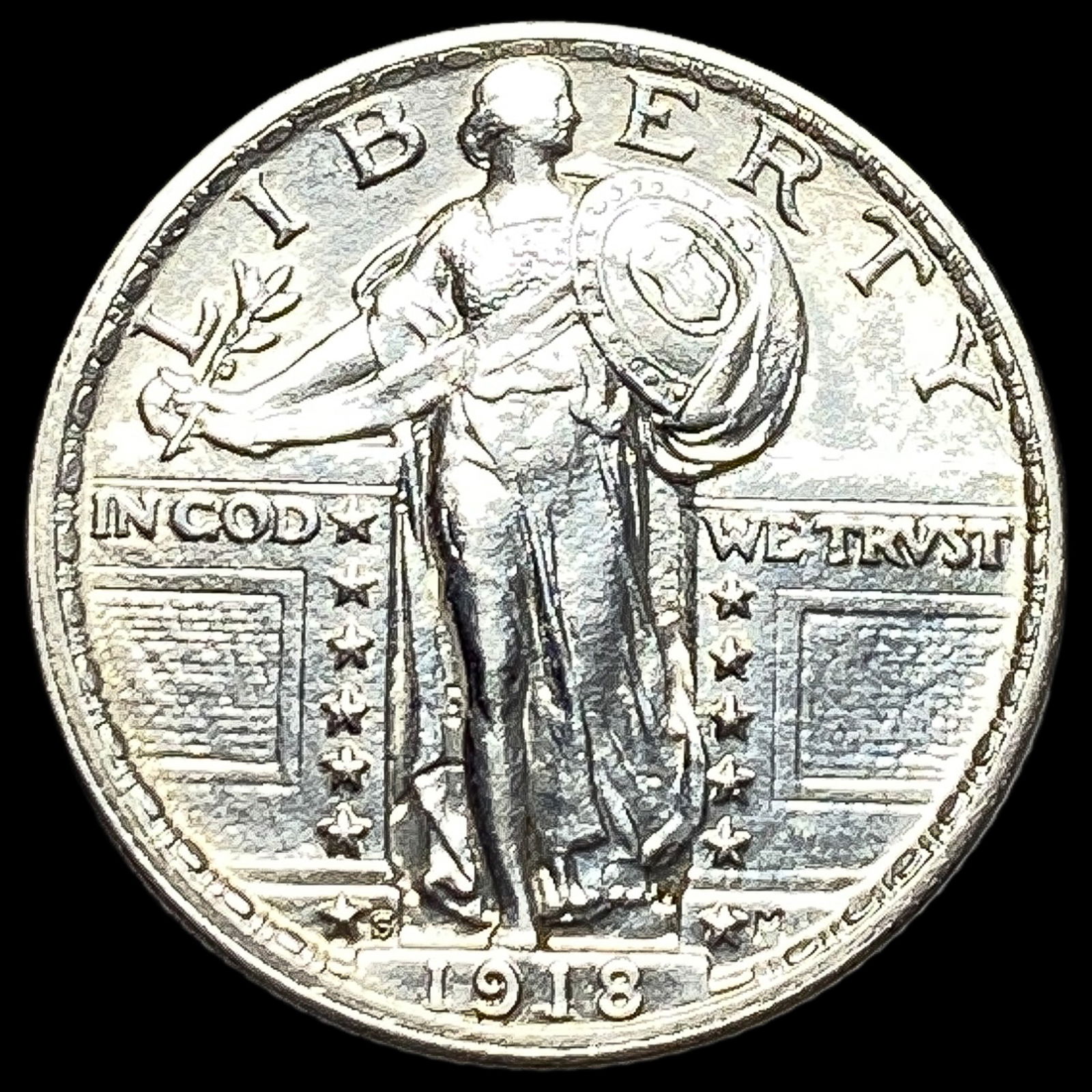 1918-S Standing Liberty Silver Quarter UNC (1 of 2)