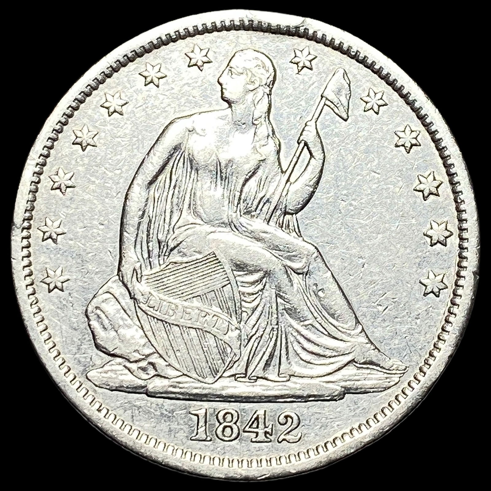 1842 Seated Liberty Half Dollar CLOSELY UNCIRCULATED (1 of 2)
