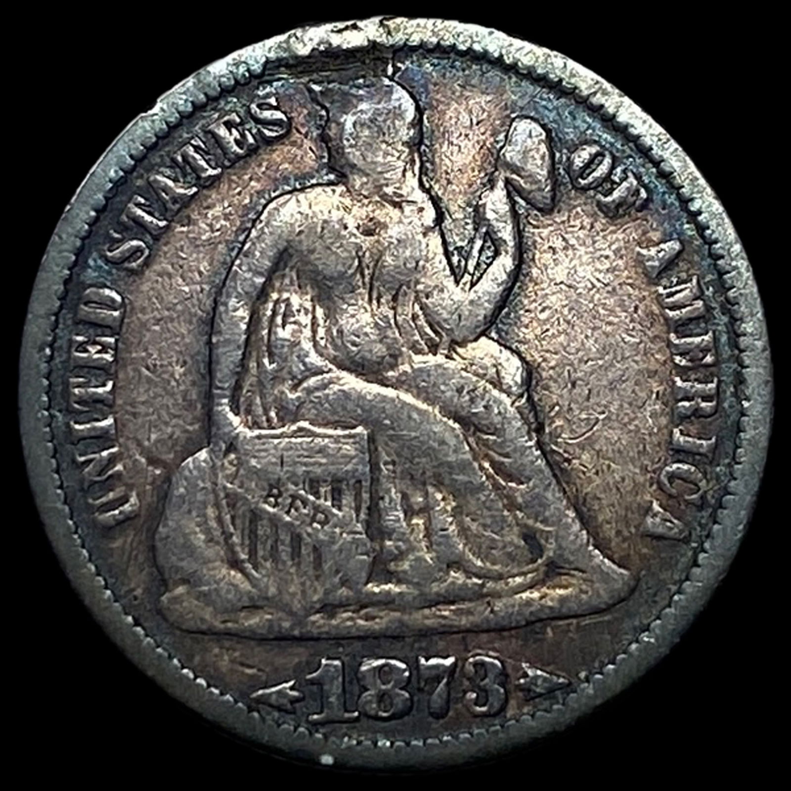 1873 Silver Seated Liberty Dime Love Token (1 of 2)