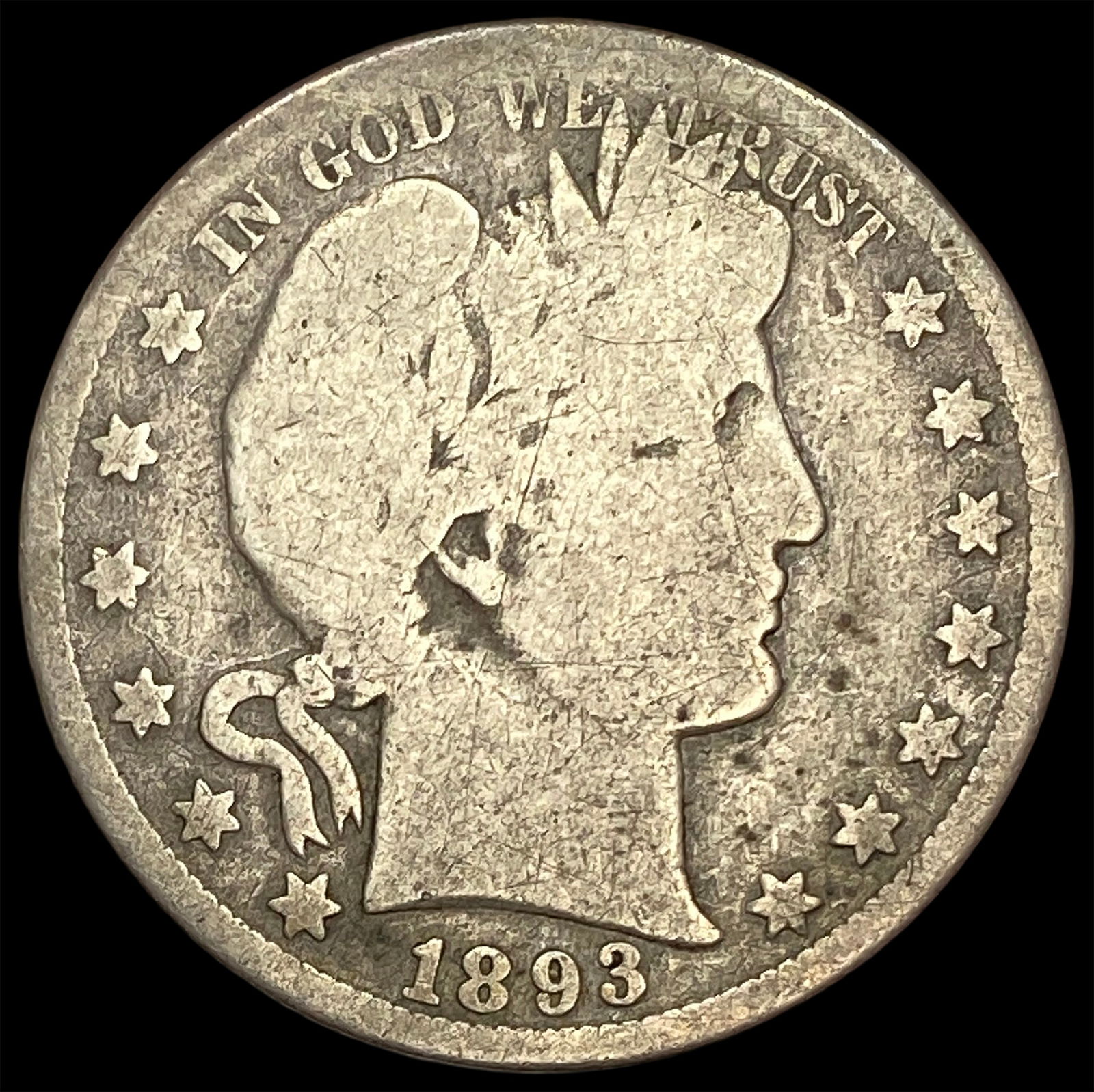 1893-S Silver Barber Half Dollar NICELY CIRCULATED (1 of 2)