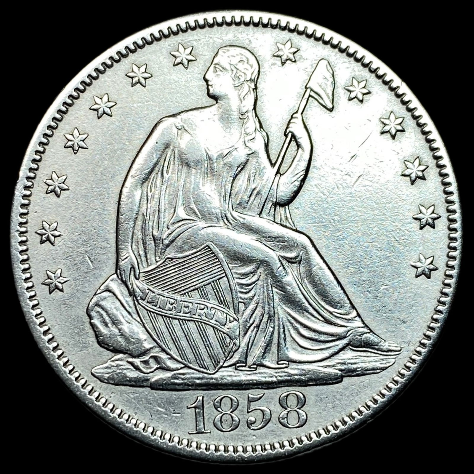 1858 Seated Liberty Half Dollar CLOSELY UNCIRCULATED (1 of 2)