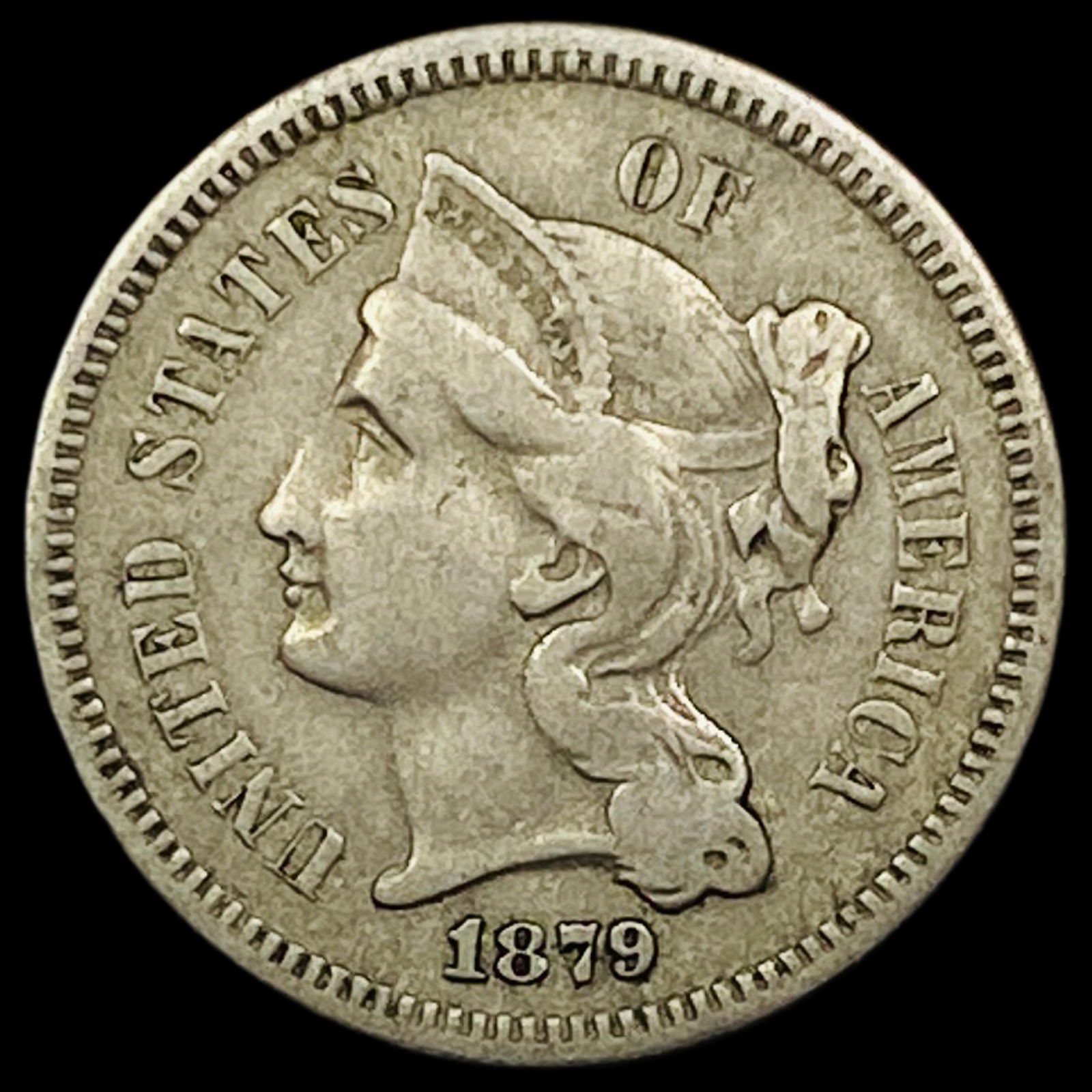 1879 Nickel Three-Cent Piece ABOUT UNCIRCULATED (1 of 2)
