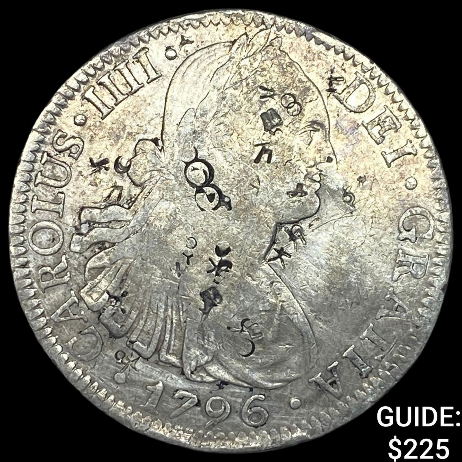 1796 Colonial Spain Silver 8 Reales Chopmarks NEARLY UNCIRCULATED (1 of 2)
