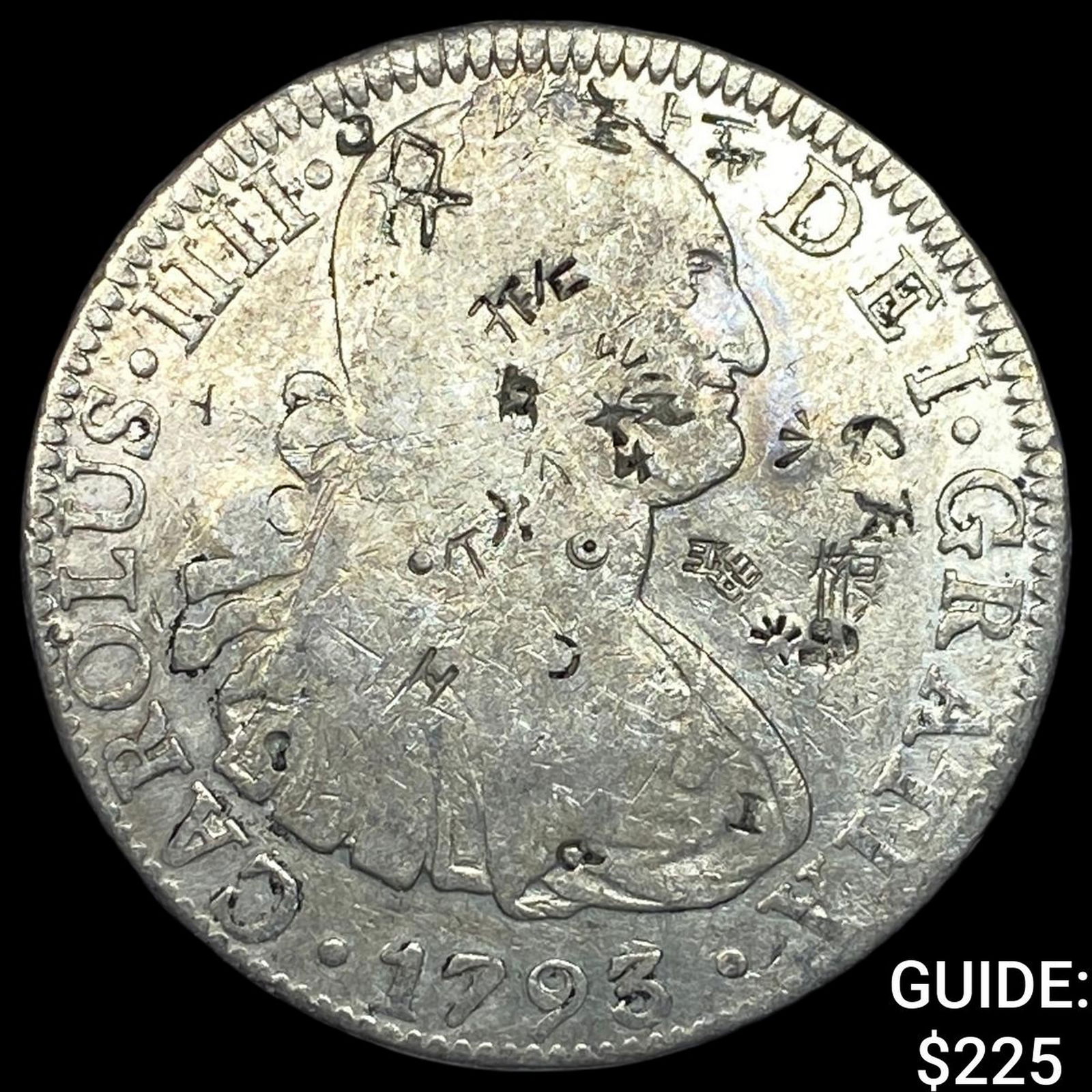1793 Colonial Spain Silver 8 Reales Chopmarks NEARLY UNCIRCULATED (1 of 2)