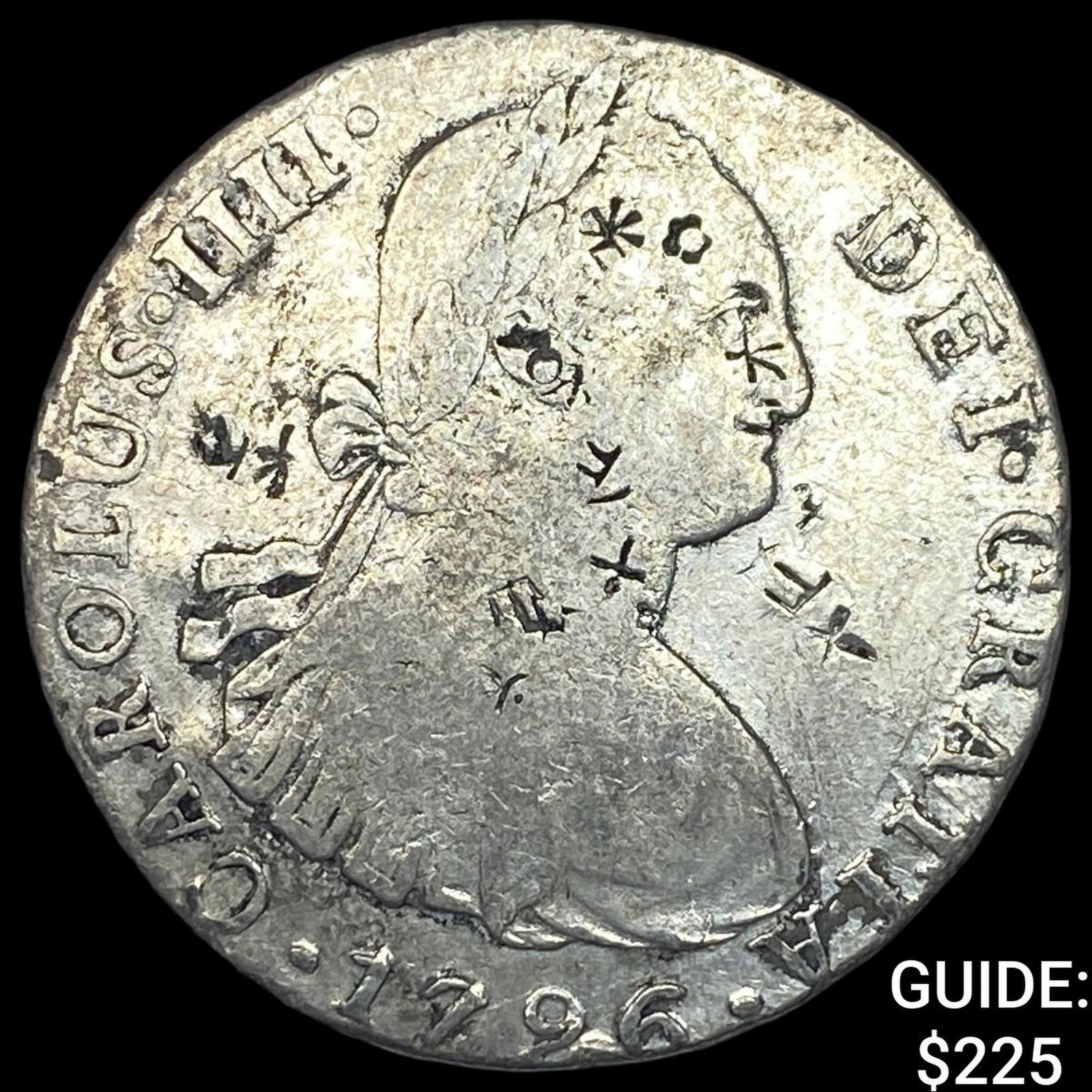 1796 Colonial Spain Silver 8 Reales Chopmarks NEARLY UNCIRCULATED (1 of 2)