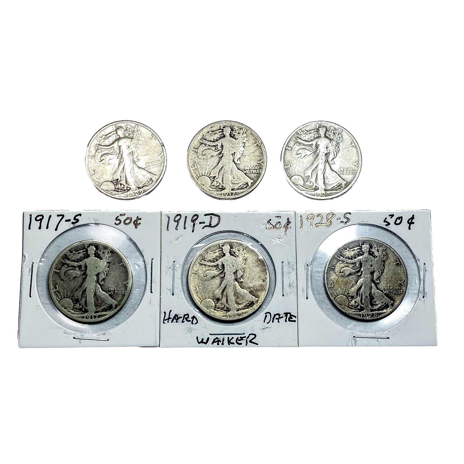 [6 Coins] 1917-1929 Walking Liberty Half Dollar (1 of 2)