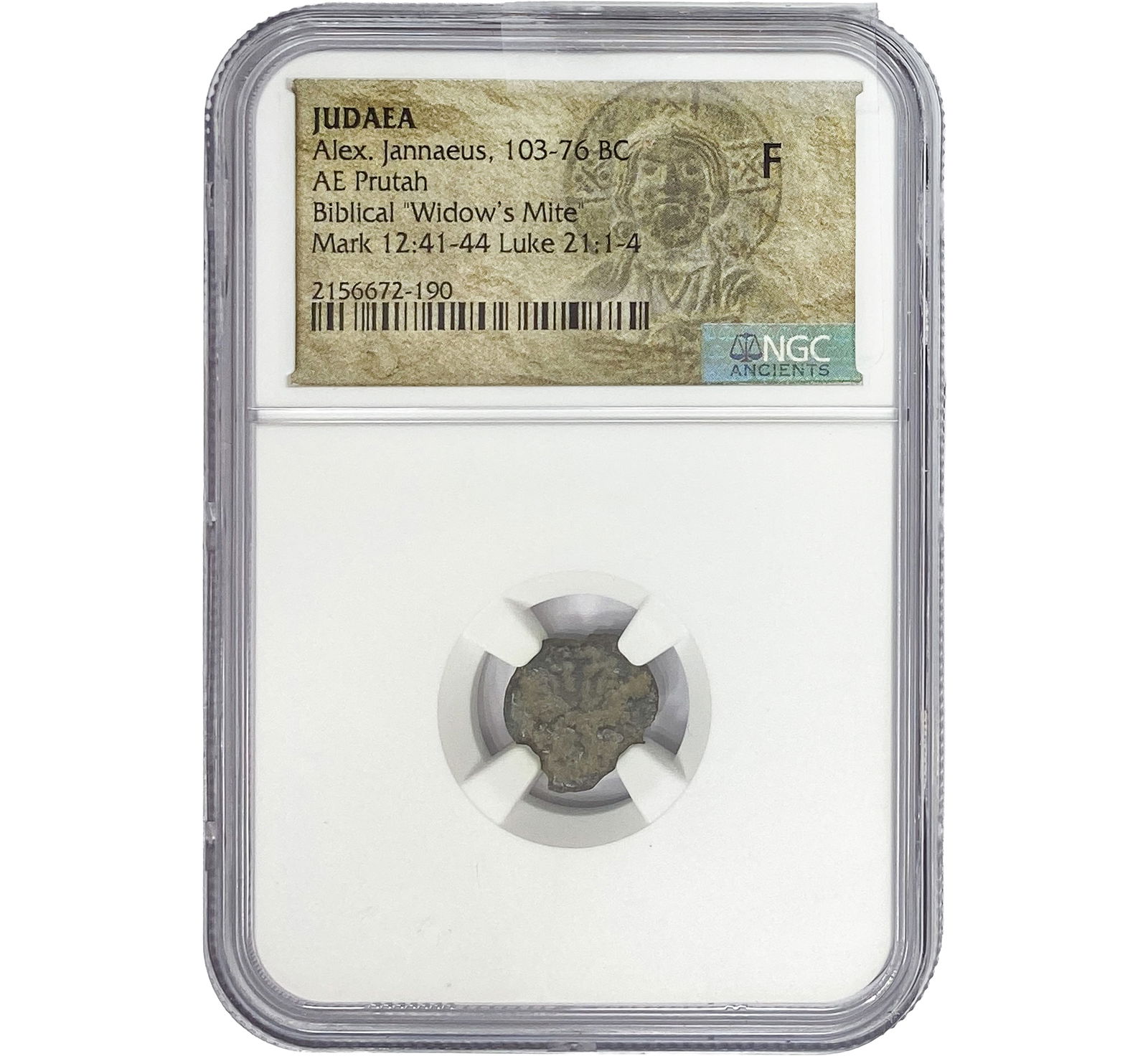 Judaea Alex Jannaeus 103-76 BC Bronze Prutah NGC F: Judaea Alex Jannaeus 103-76 BC Bronze Prutah NGC F