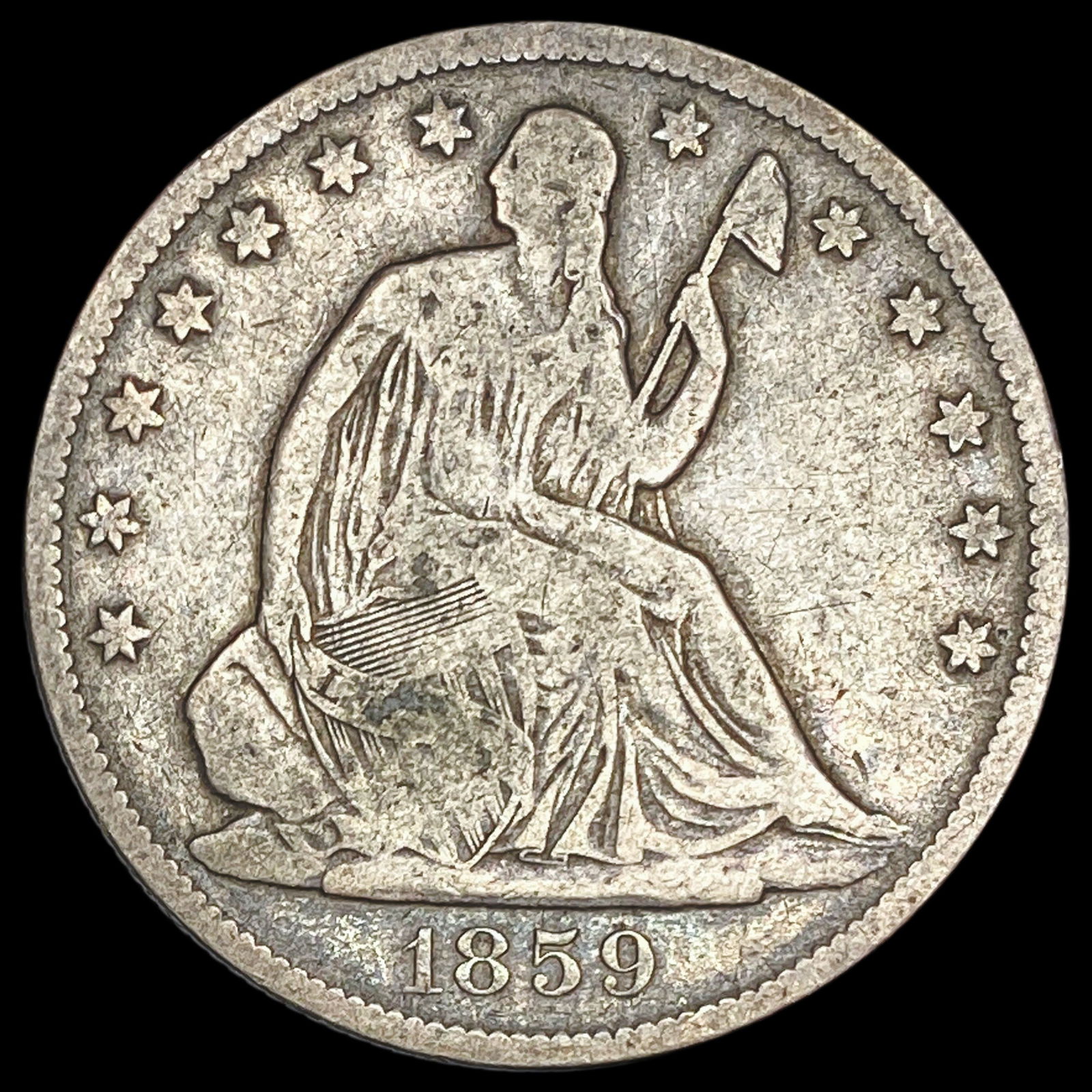 1859-O Seated Liberty Half Dollar NICELY CIRCULATED (1 of 2)