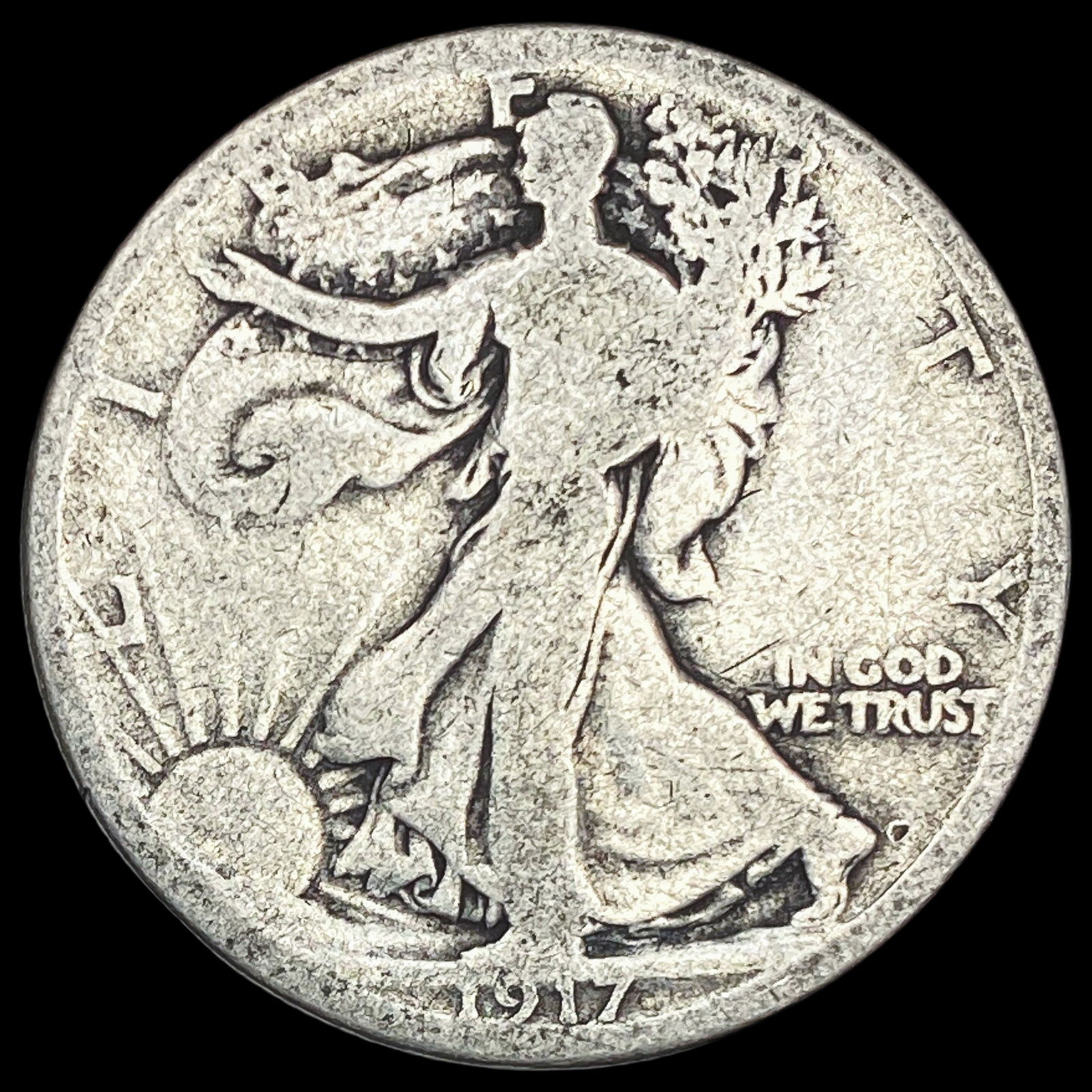1917-D Silver Walking Liberty Half Dollar NICELY CIRCULATED (1 of 2)
