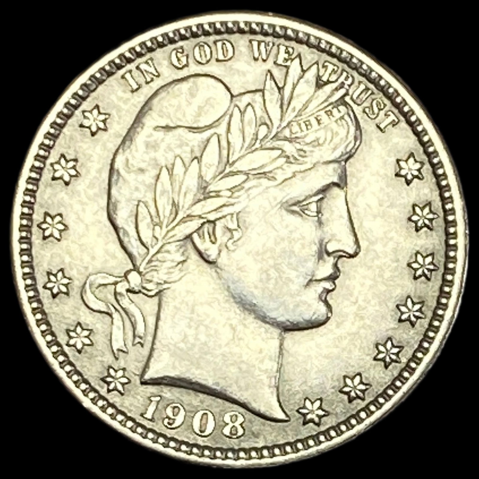 1908 Silver Barber Quarter CLOSELY UNCIRCULATED (1 of 2)