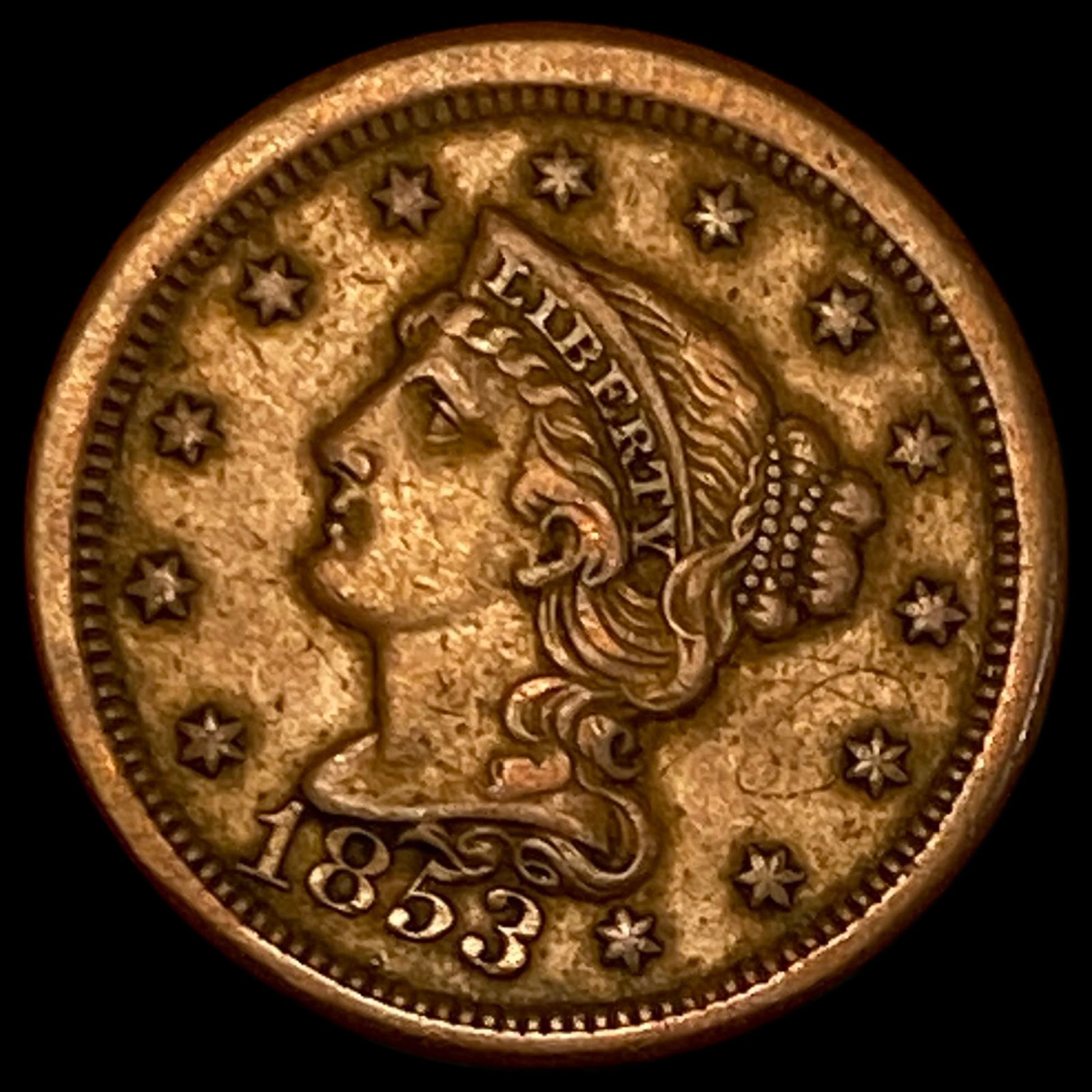 1853 Braided Hair Large Cent ABOUT UNCIRCULATED (1 of 2)