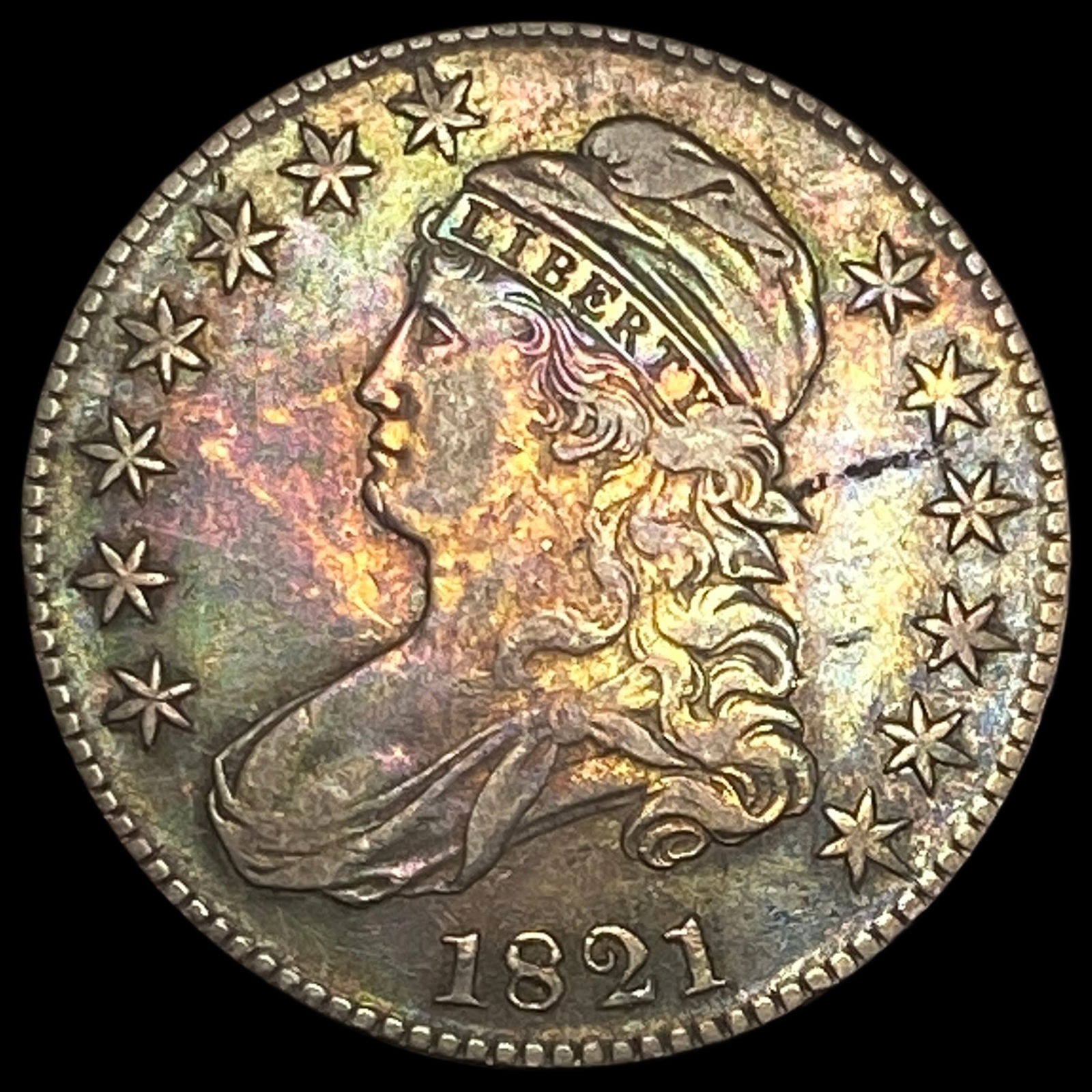 1821 Capped Bust Half Dollar ABOUT UNCIRCULATED (1 of 2)