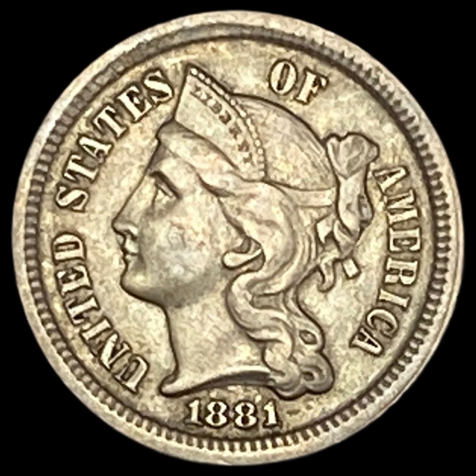 1881 Nickel Three-Cent Piece UNCIRCULATED (1 of 2)