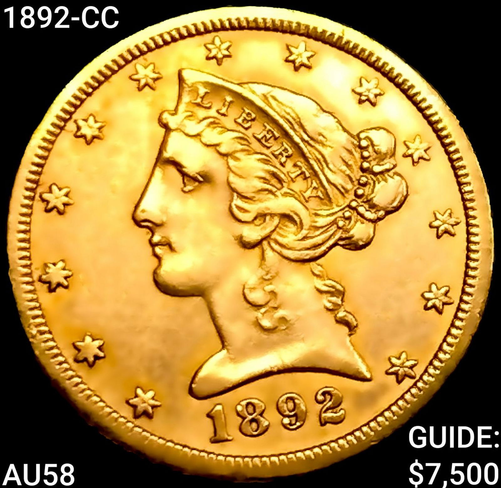 1892-CC $5 Gold Half Eagle CHOICE AU (1 of 2)