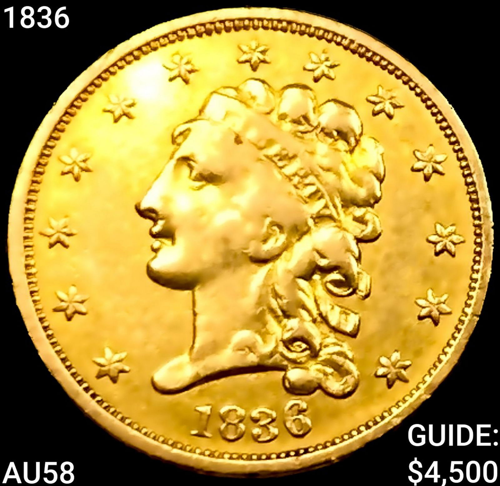 1836 $2.50 Gold Quarter Eagle CHOICE AU (1 of 2)