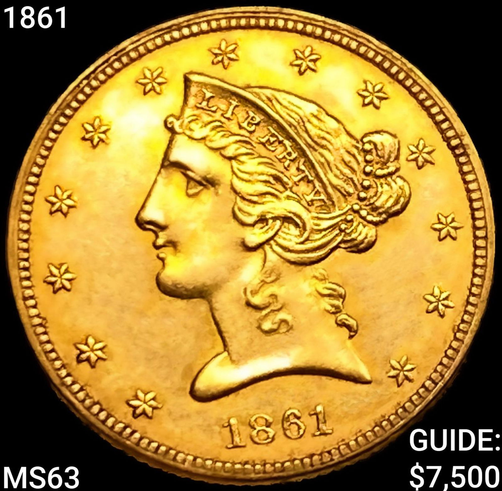 1861 $5 Gold Half Eagle CHOICE BU (1 of 2)