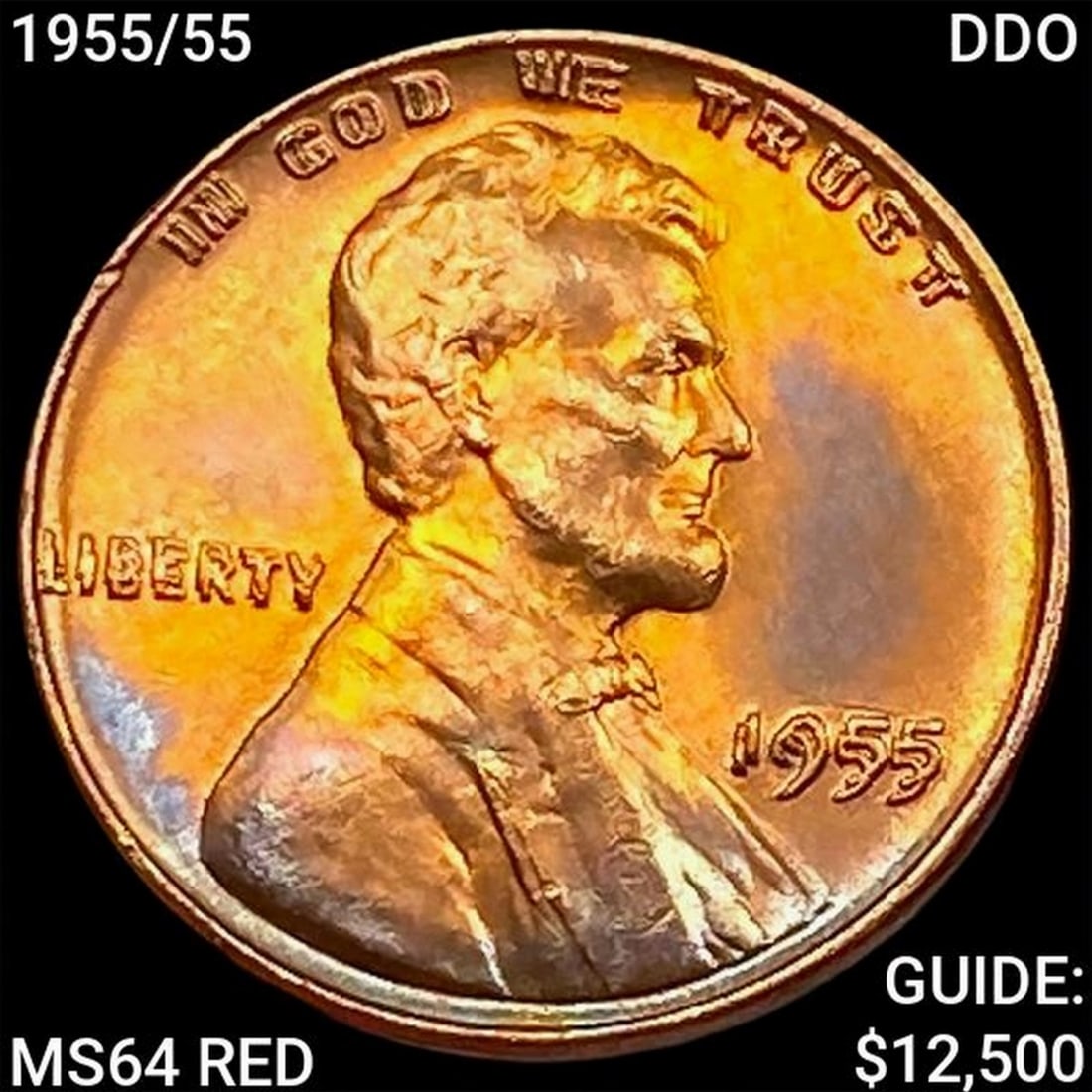 1955/55 DDO Wheat Cent CHOICE BU RD: 1955/55 DDO Wheat Cent CHOICE BU RD