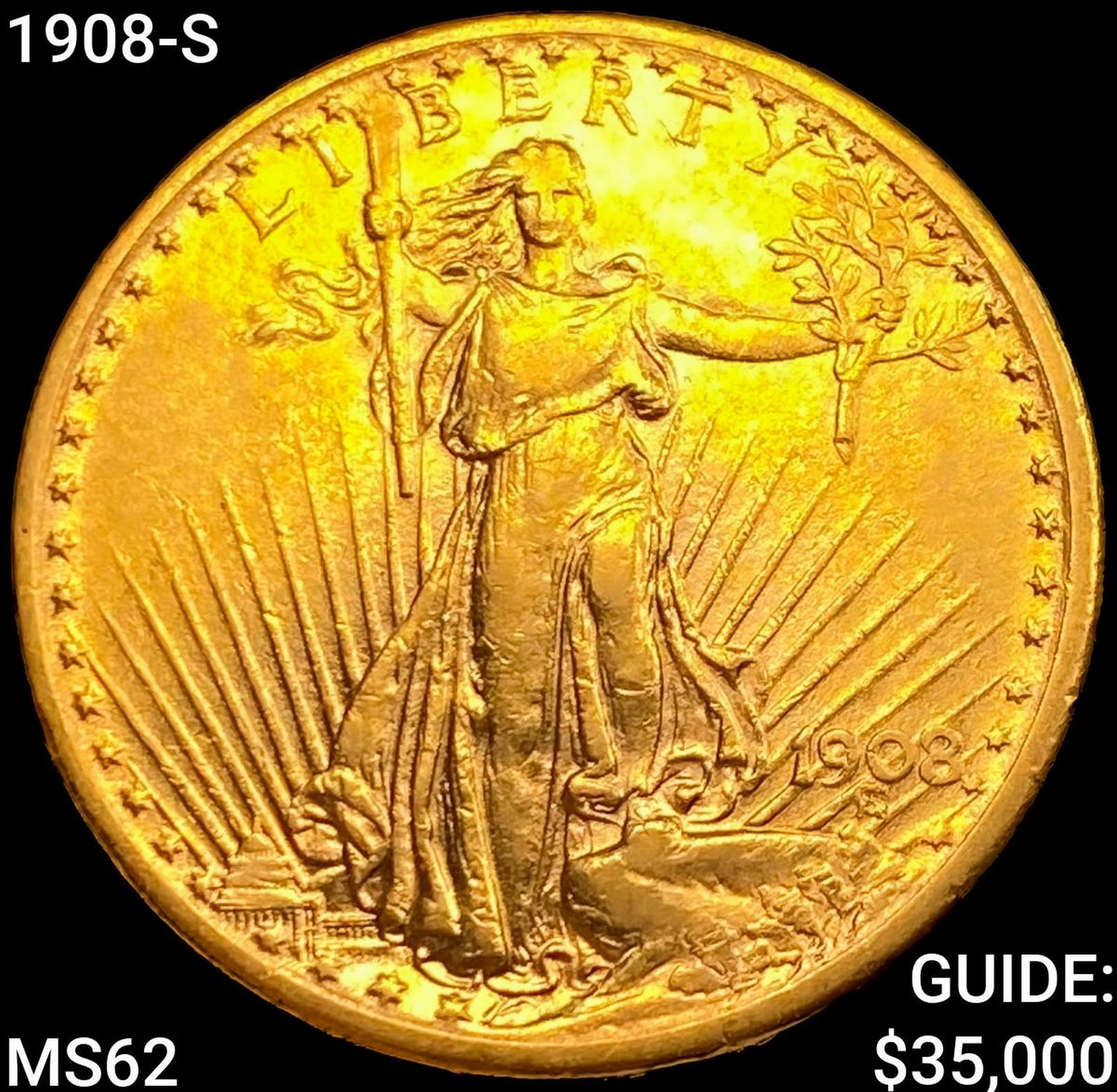 1908-S $20 Gold Double Eagle UNCIRCULATED (1 of 2)