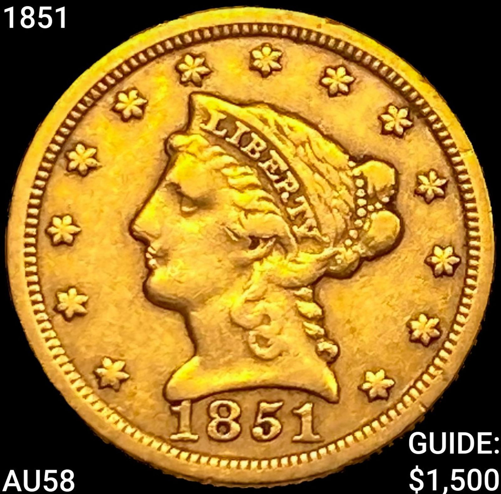 1851 $2.50 Gold Quarter Eagle CHOICE AU (1 of 2)