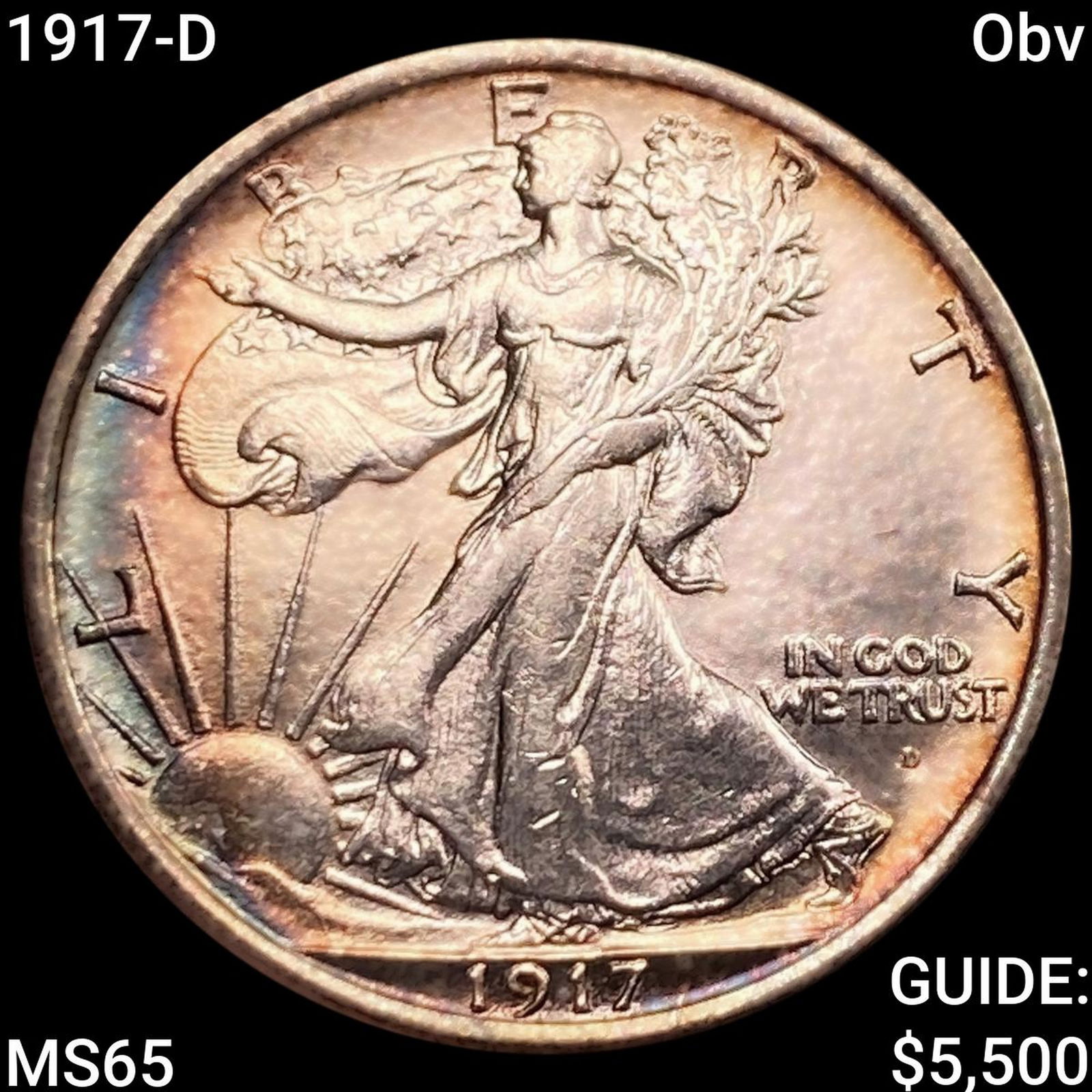 1917-D Obv Walking Liberty Half Dollar GEM BU (1 of 2)