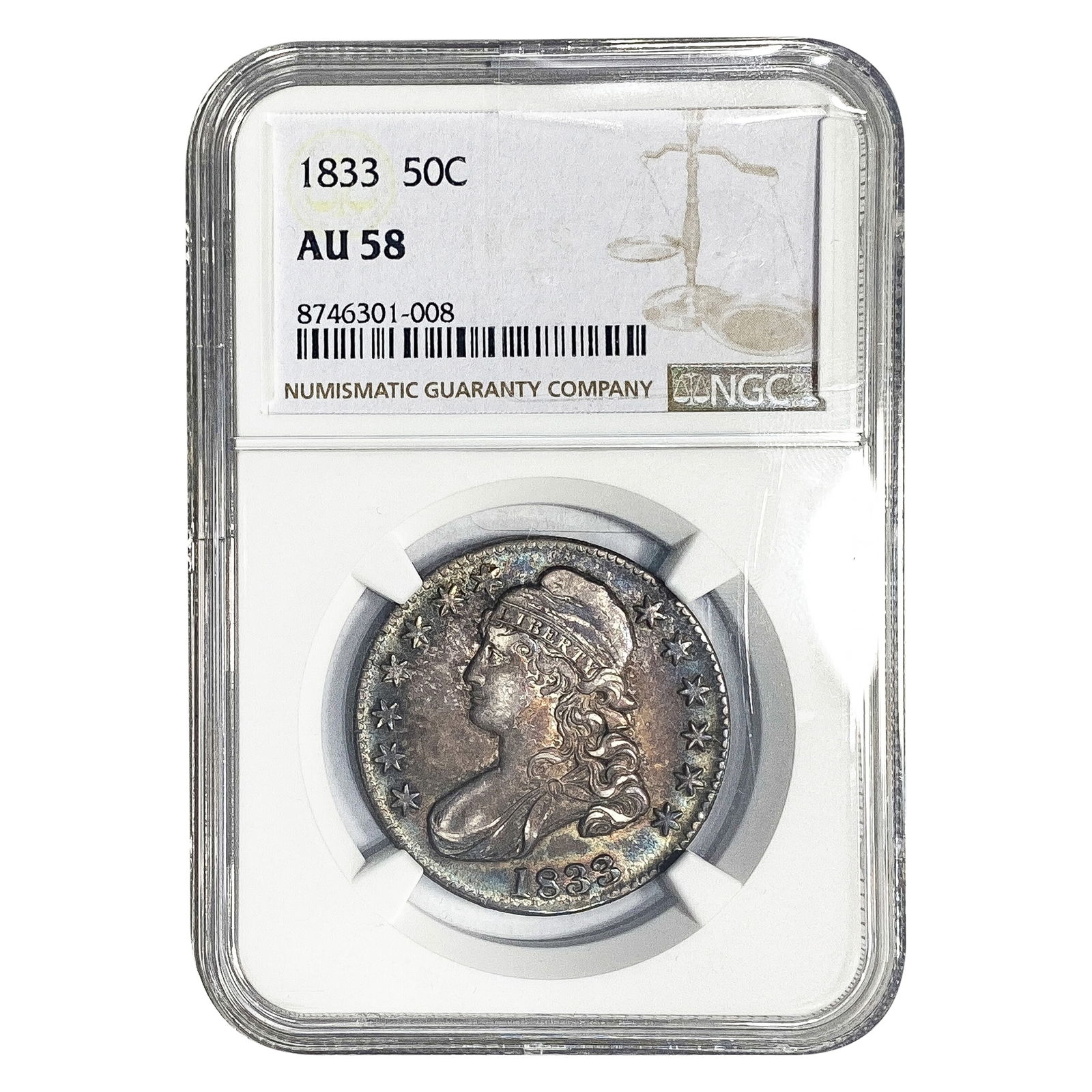 1833 Capped Bust Half Dollar NGC AU58 (1 of 2)