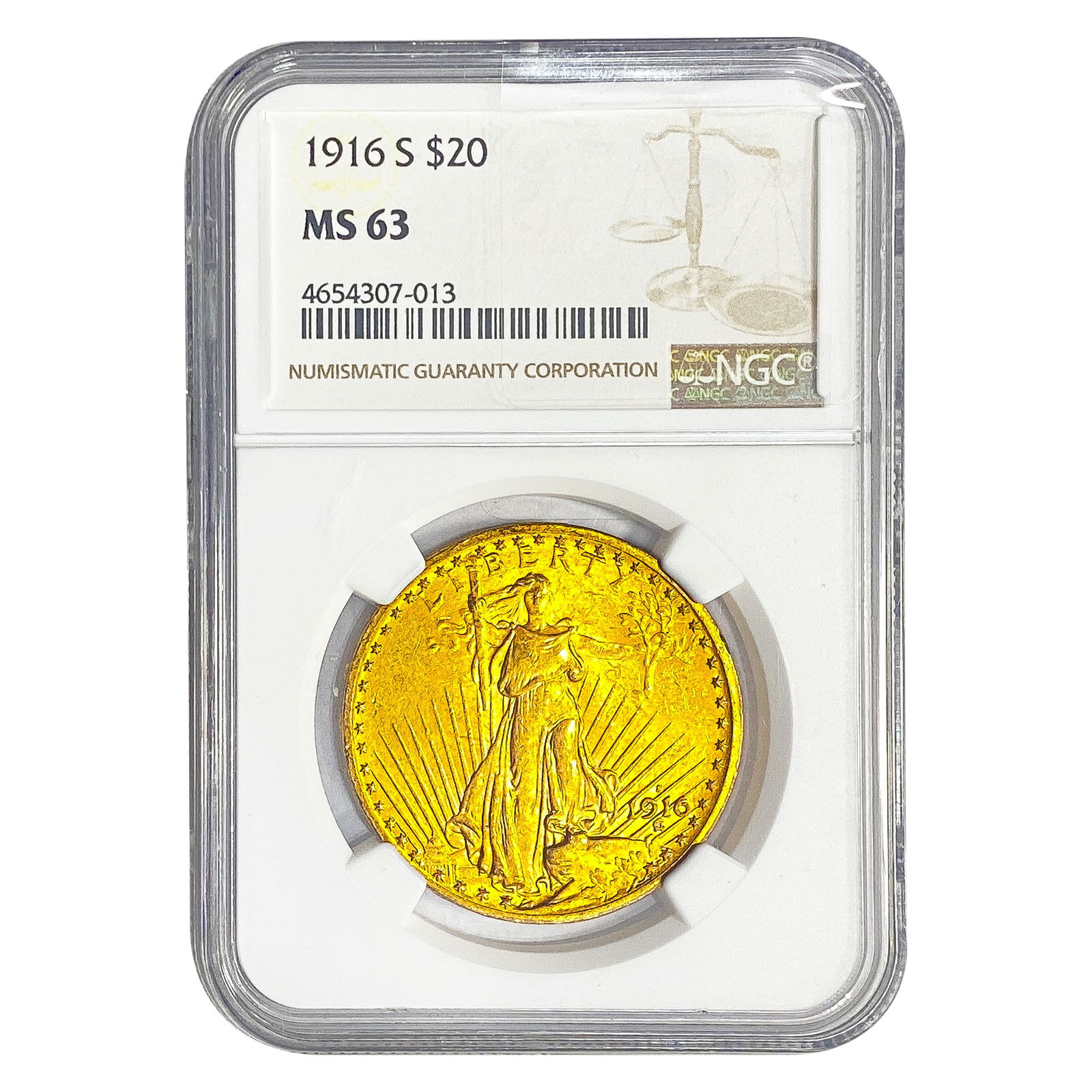 1916-S $20 Gold Double Eagle NGC MS63 (1 of 2)
