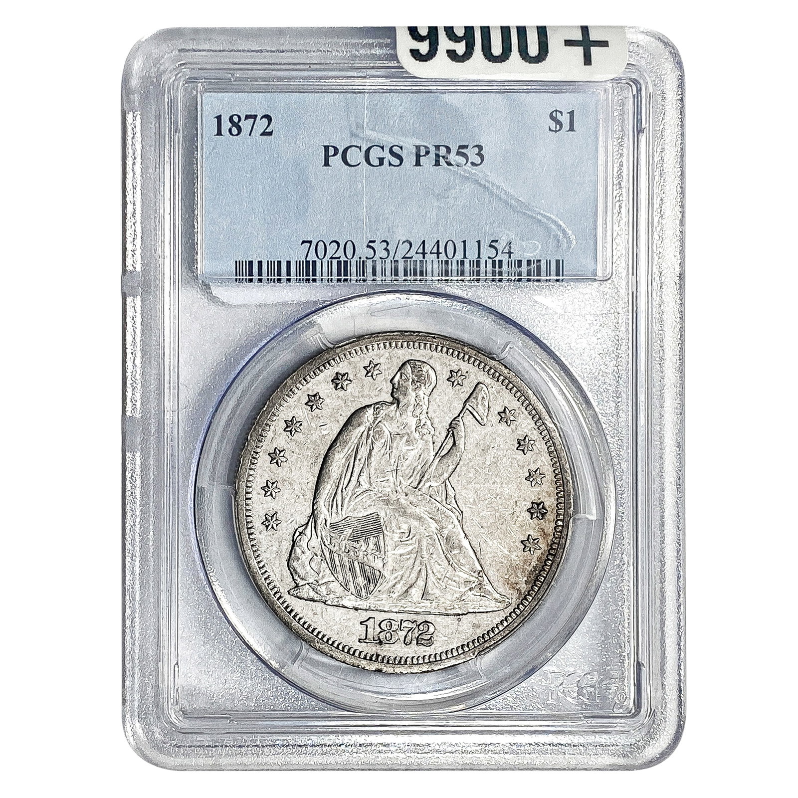 1872 Seated Liberty Dollar PCGS PR53: 1872 Seated Liberty Dollar PCGS PR53