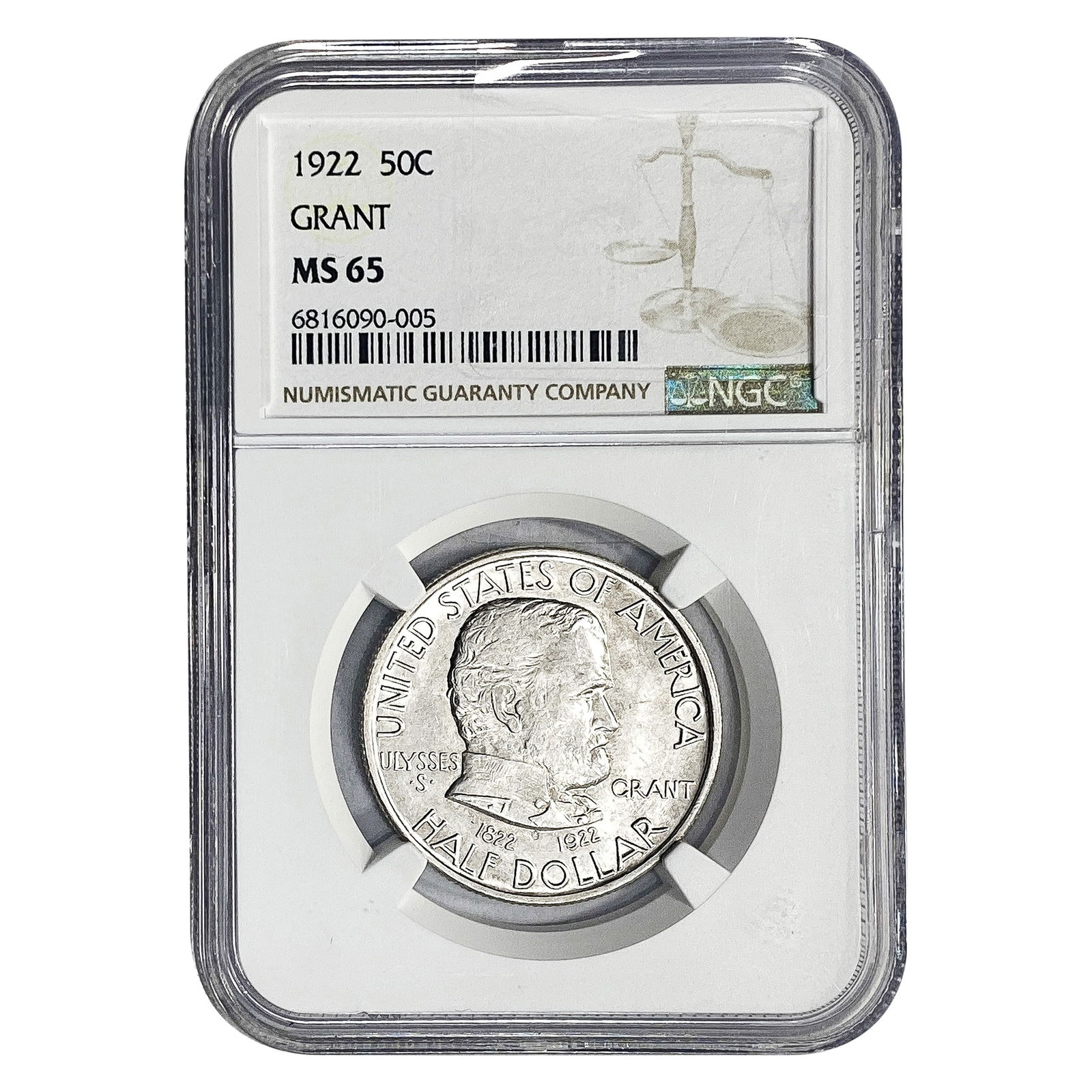 1922 Grant Half Dollar NGC MS65: 1922 Grant Half Dollar NGC MS65