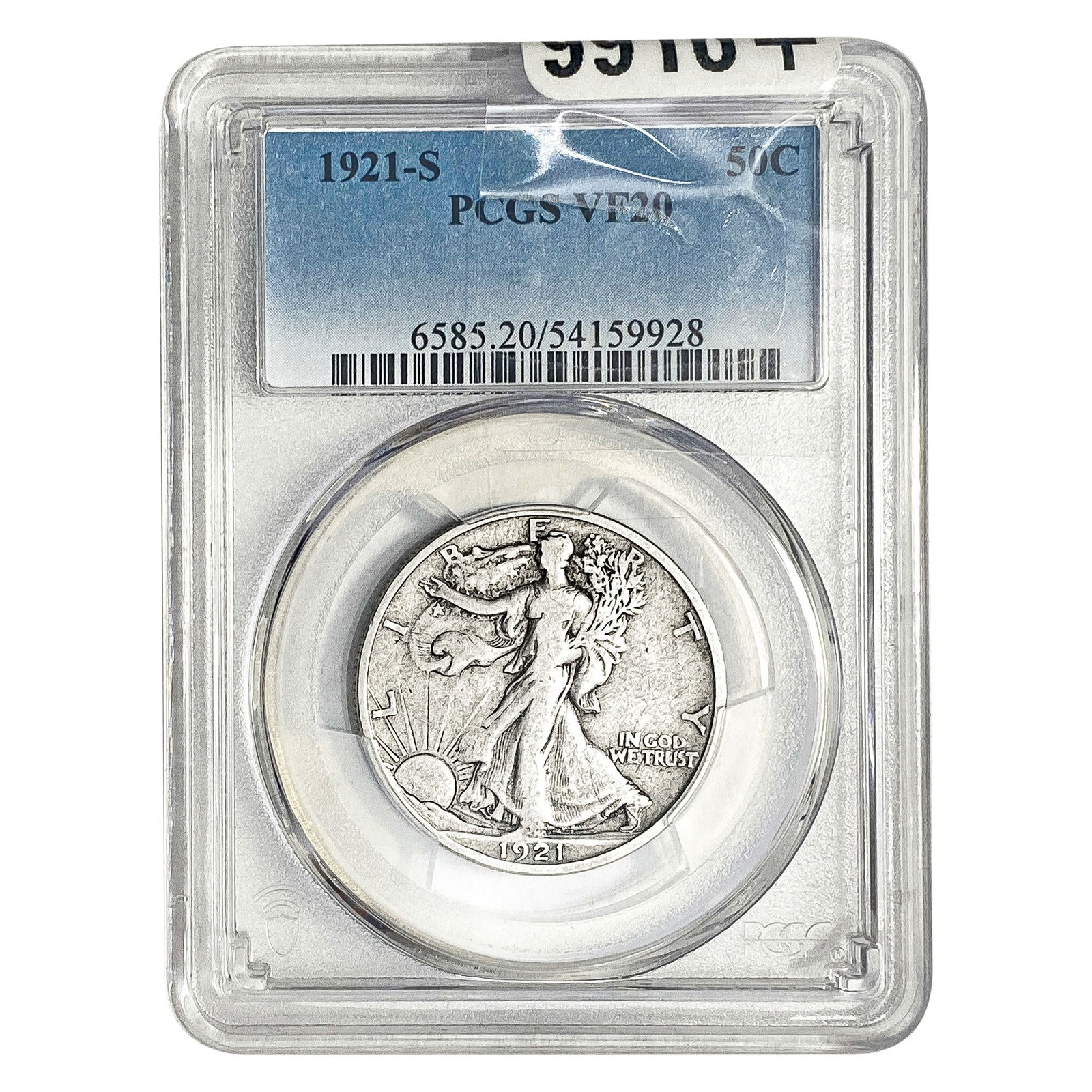 1921-S Walking Liberty Half Dollar PCGG VF20: 1921-S Walking Liberty Half Dollar PCGG VF20