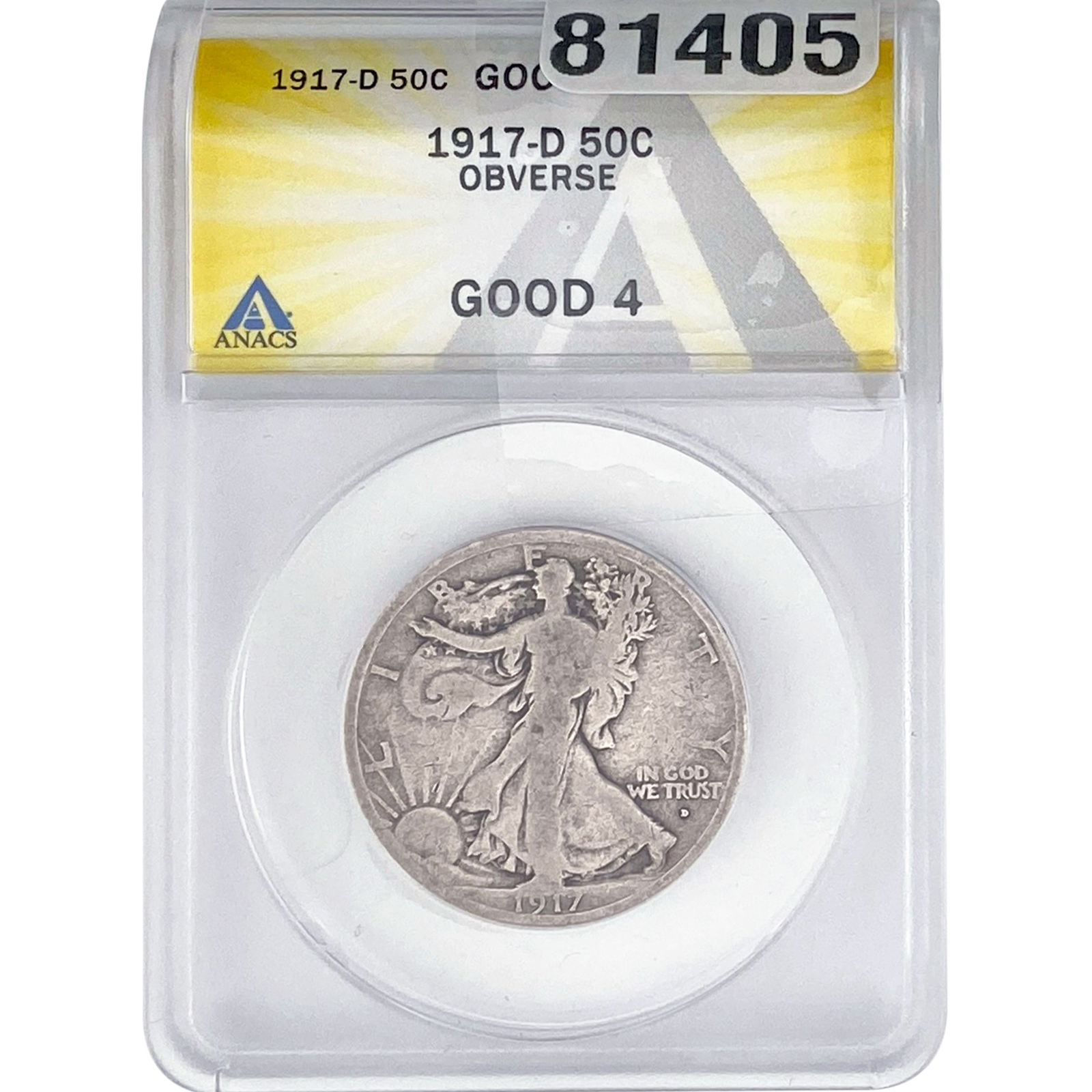 1917-D Walking Liberty Half Dollar ANACS G4 (1 of 2)