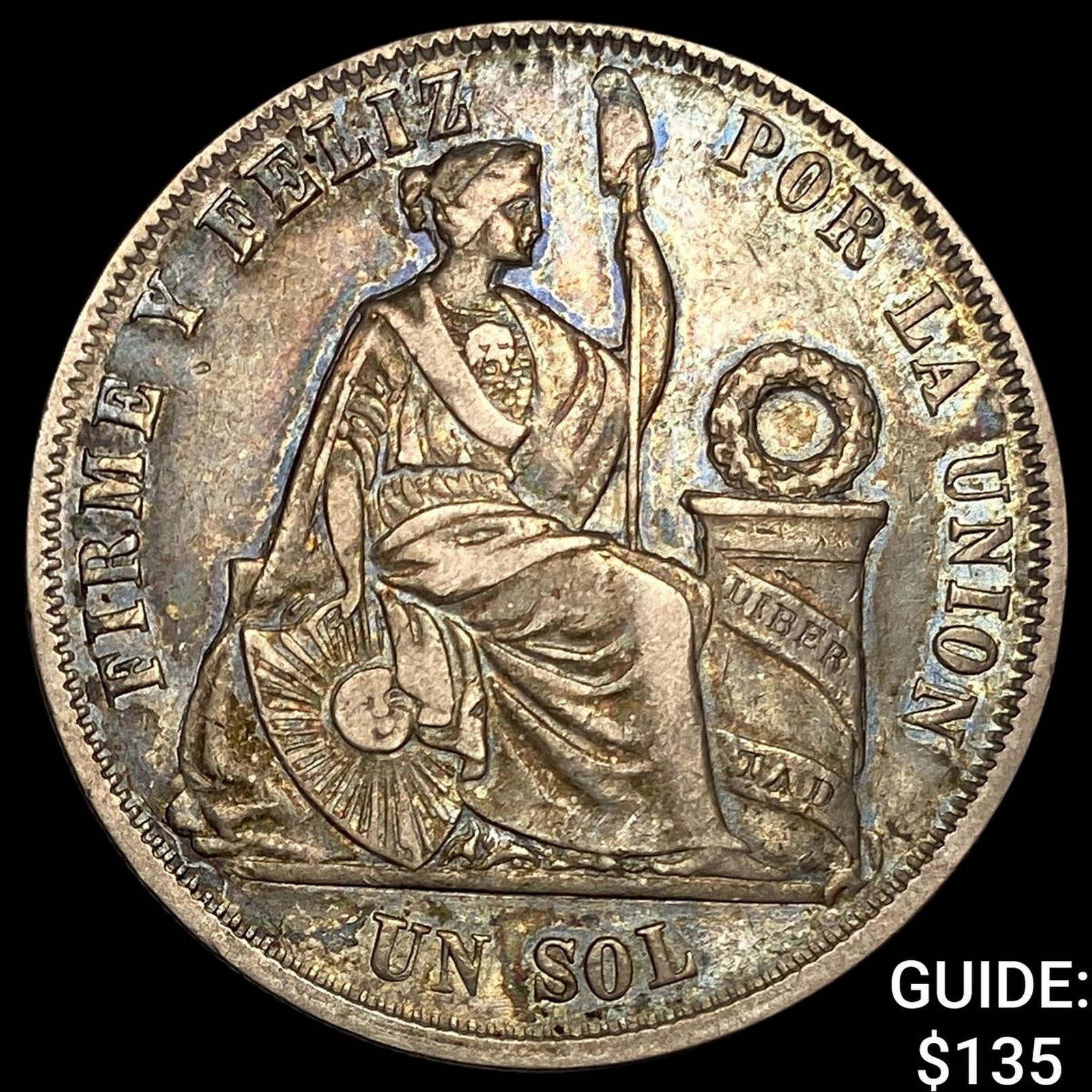 1867 Peru SIlver 1 Sol ABOUT UNCIRCULATED (1 of 2)